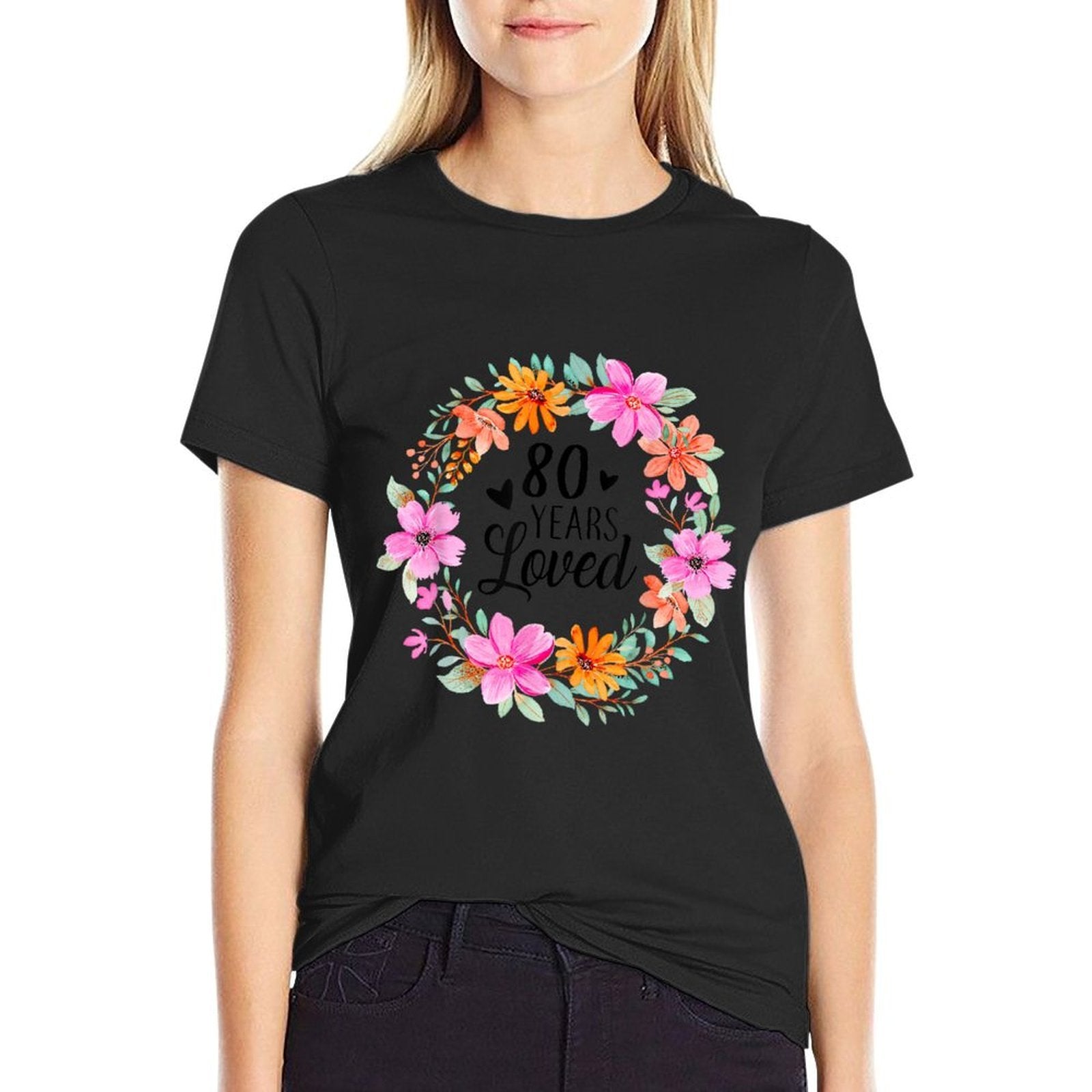80 Years Loved Funny Mom Dad Grandpa Grandma 80th Birthday  Stretchy T-Shirt