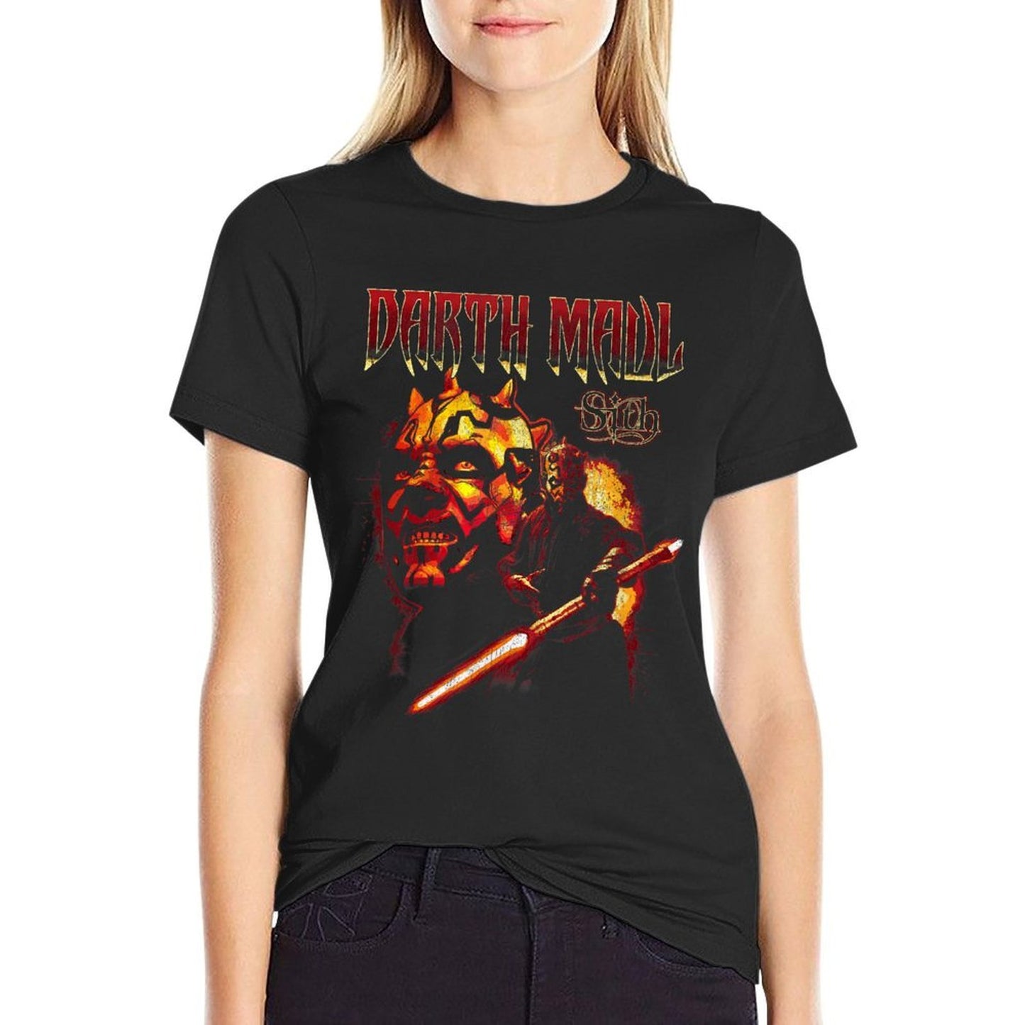 Star Wars Darth Maul Sith Fiery Lightsaber Poster Summer-ready Fabric T-Shirt
