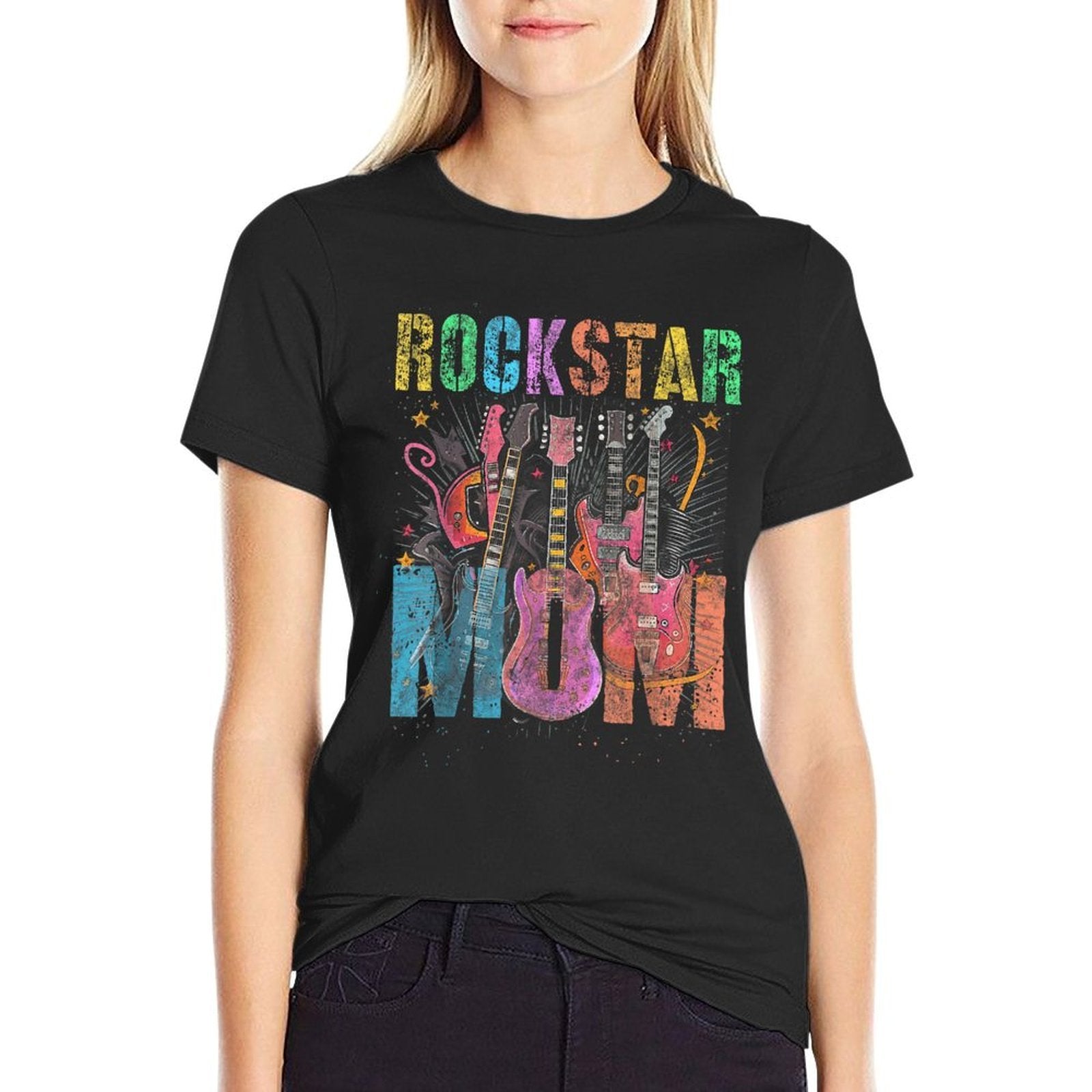 Funny ROCKSTAR MOM Rockin' Mommy Squad Mama Birthday  Graphic-printed T-Shirt