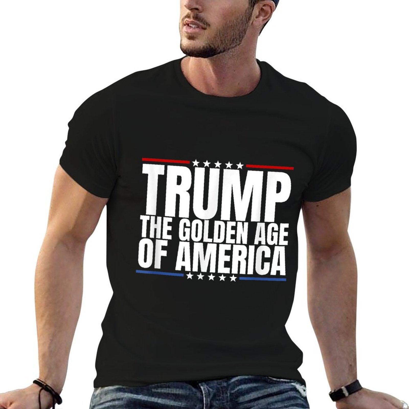 Trump 2024, The Golden Age of America Patriotic Donald Trump  Oversized Silhouette T-Shirt