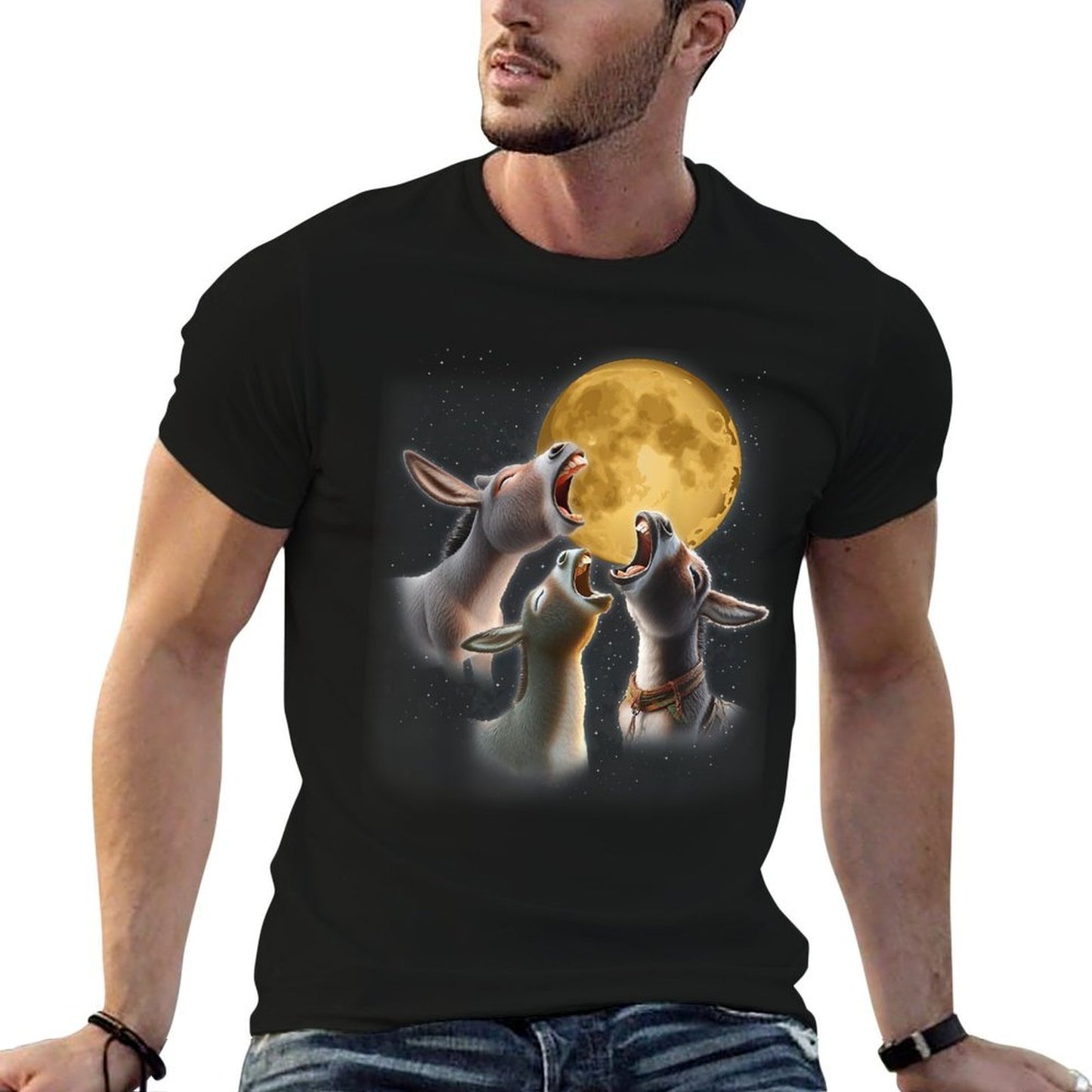 3 Donkeys Howling At The Moon Funny Donkey Animal Lover Kids Comfortable T-Shirt