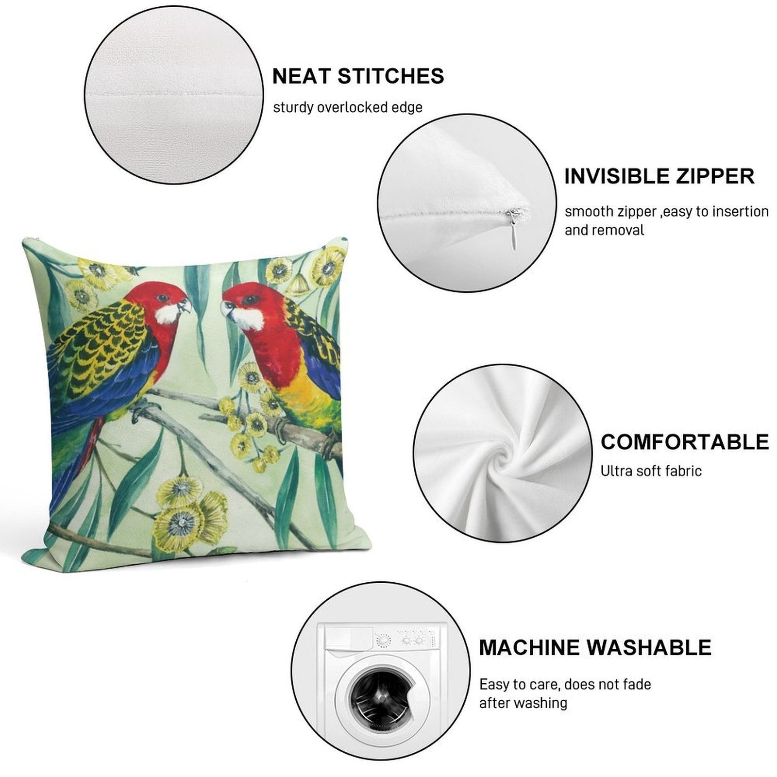 Eastern Rosella Soft Warmth Comfort Throw Pillow