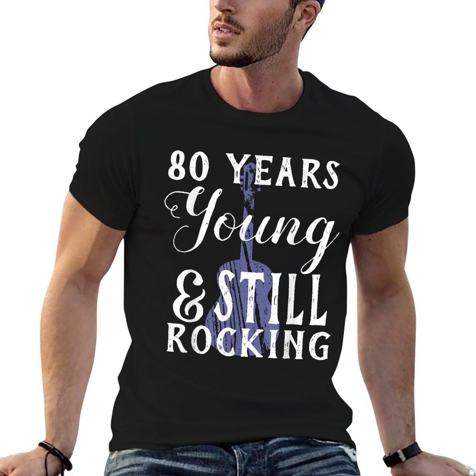 80 Years Old Still Rocking Guitar for 80th Birthday  Eco-friendly Material T-Shirt