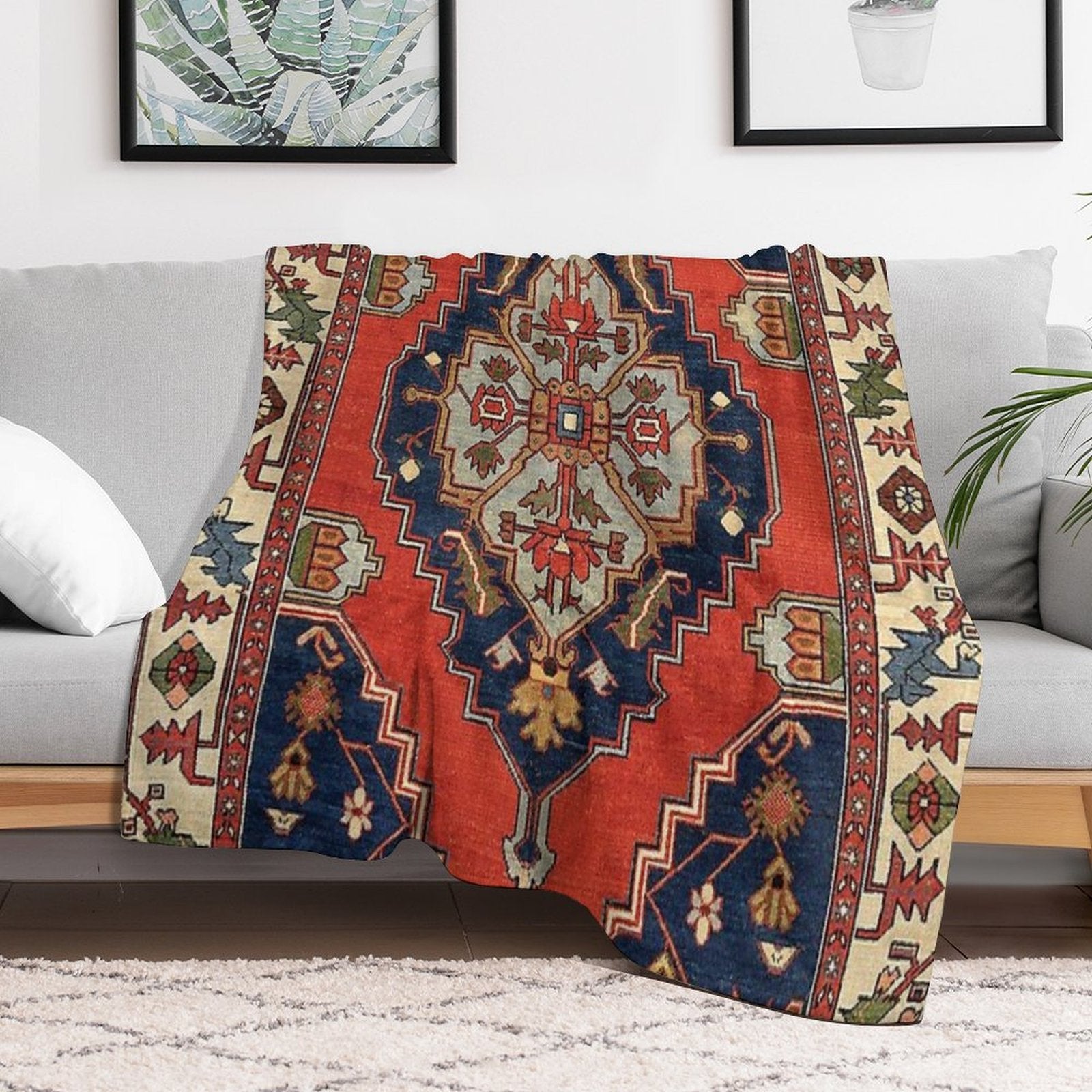 Antique Persian Bakshaish Oriental Carpet Print Shrink-resistant Throw Blanket