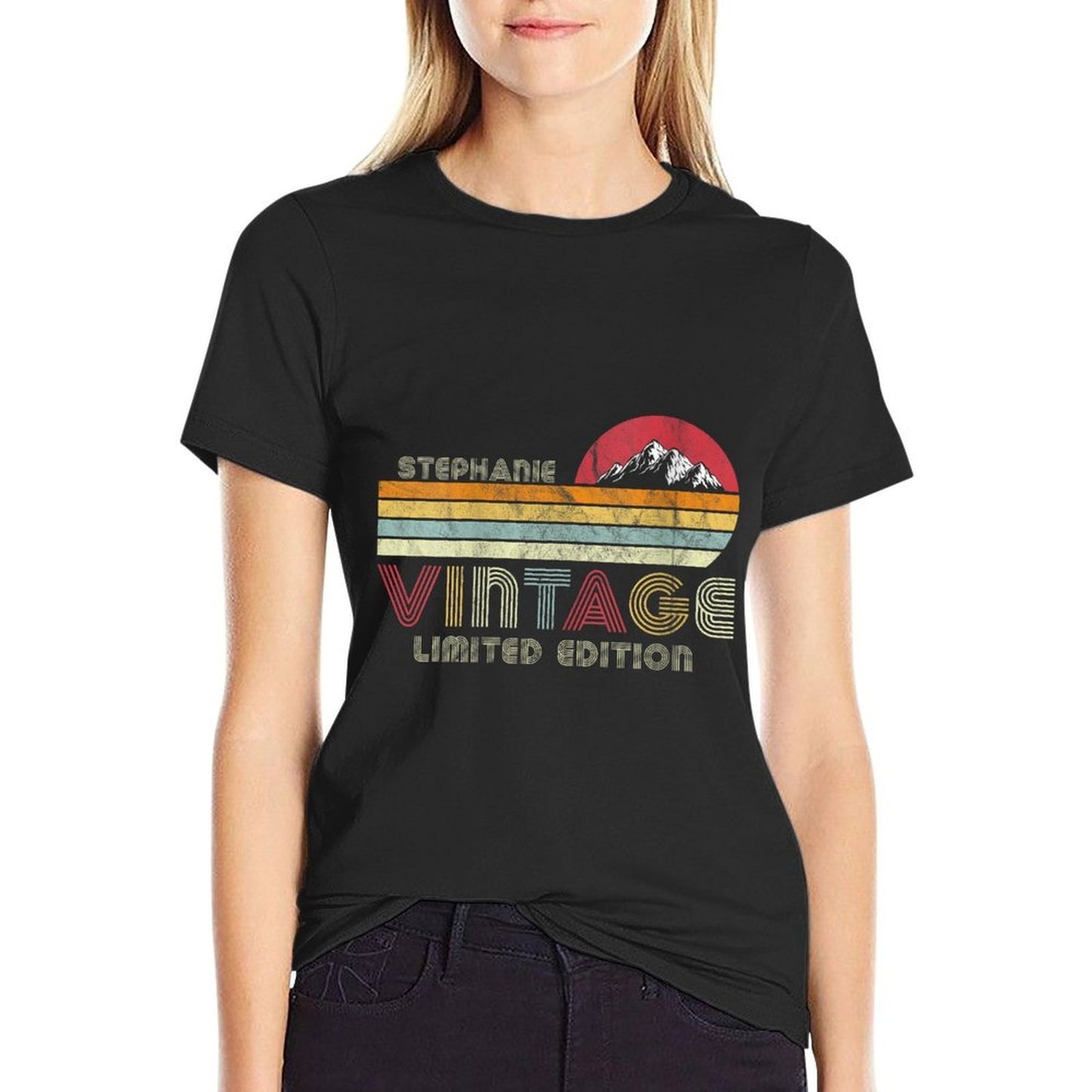 Womens Stephanie Name Gifts Vintage Limited Edition Birthday Outfit Polyester Blend T-Shirt