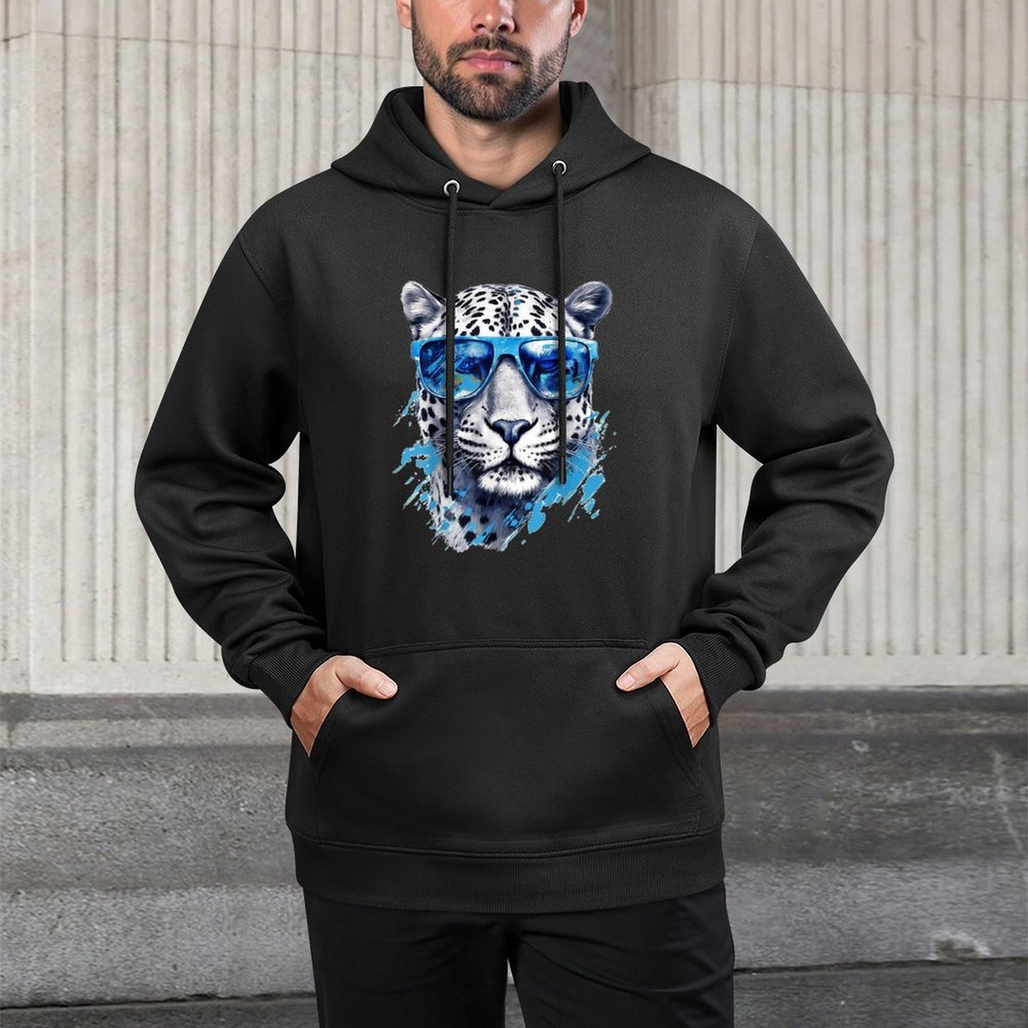 White Leopard Sunglasses Art - Animal Leopard Unisex Design Hoodie