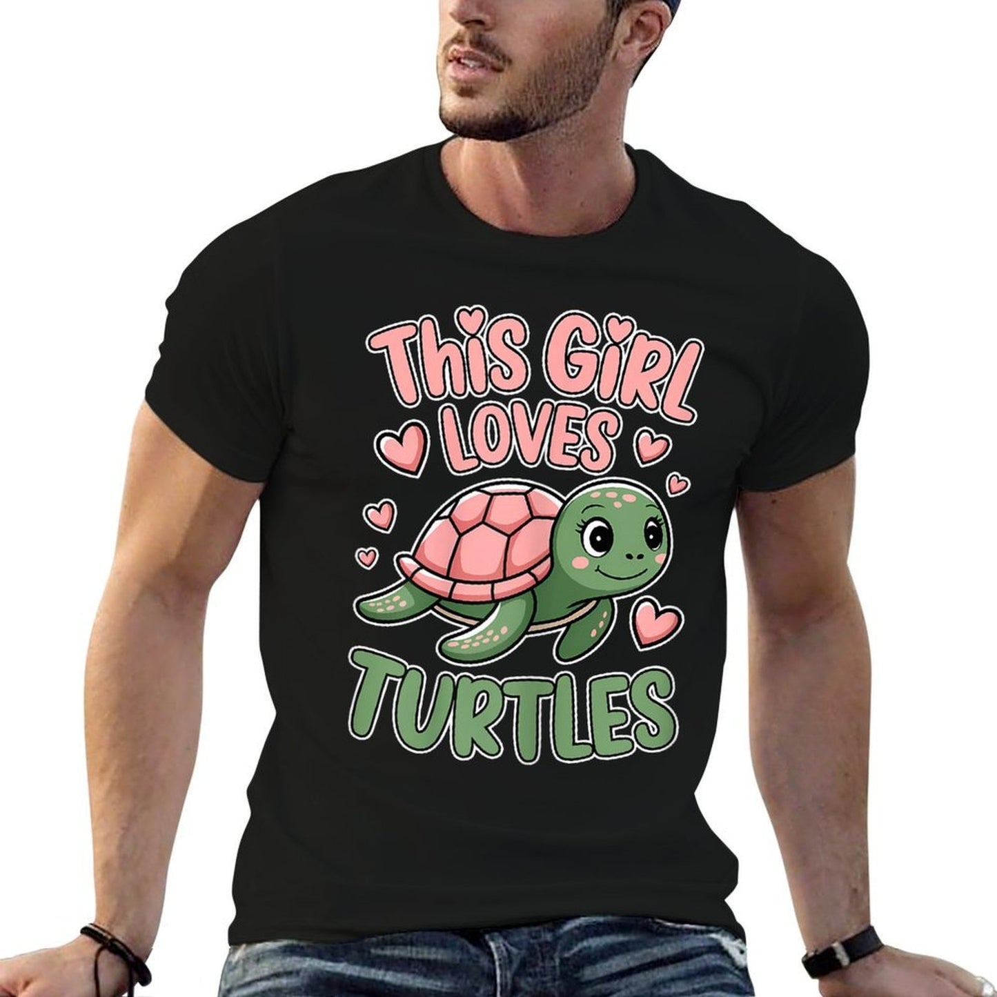 This Girl Loves Turtles Funny Sea Turtle  Summer-ready Fabric T-Shirt