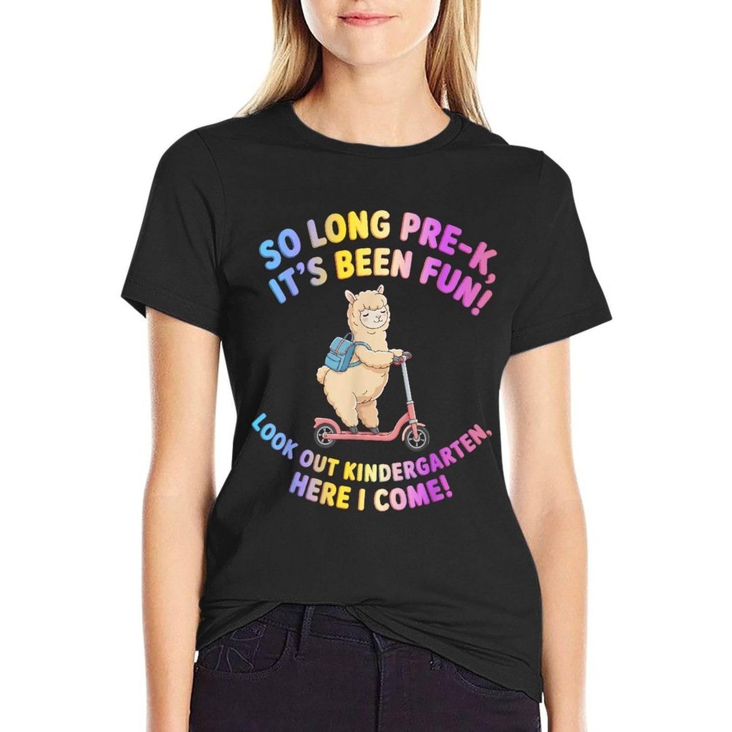 So Long Pre-K, Funny Alpaca Scooter, Back To School for Kids  Graphic-printed T-Shirt