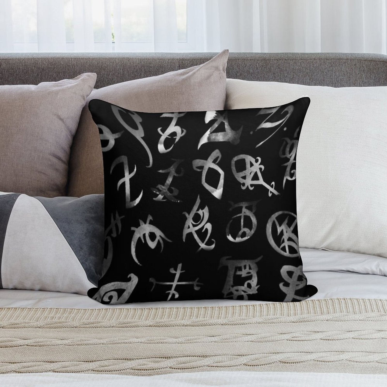 Silver Runes Soft Anti-Pilling Throw Pillow