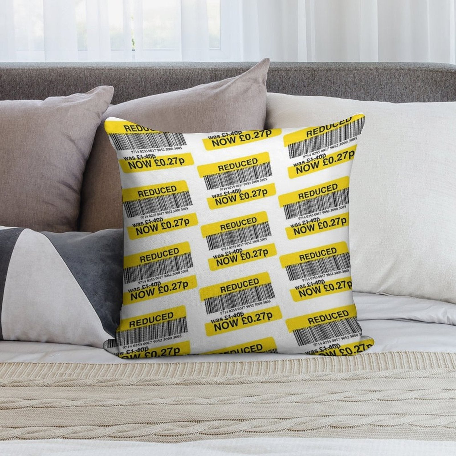 Tesco Reduced Yellow Sticker - Grab A Bargain Soft Decorative Cover Throw Pillow