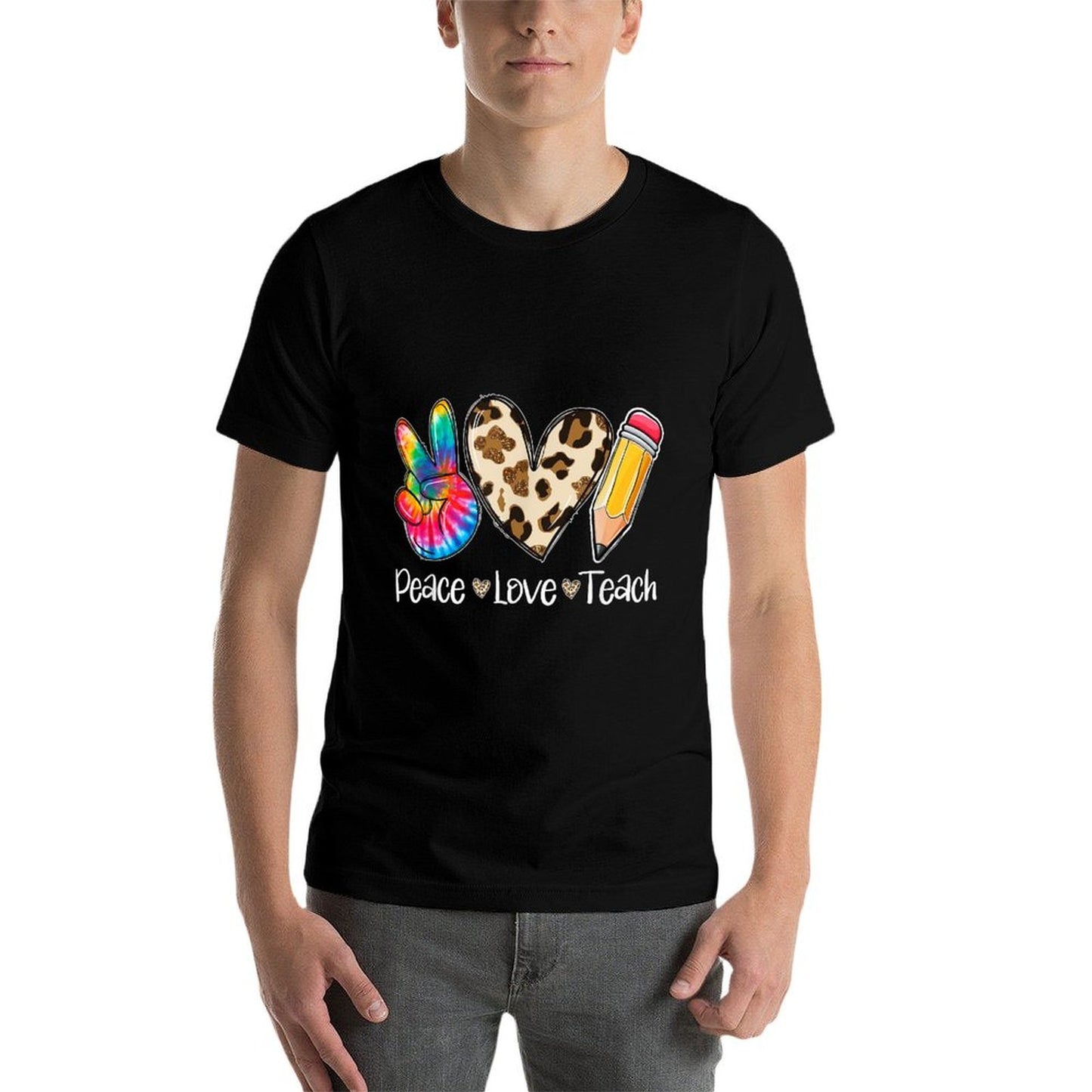 Tie Dye Hippie Peace Love Teach Teacher Appreciation  Slim-fit Cut T-Shirt