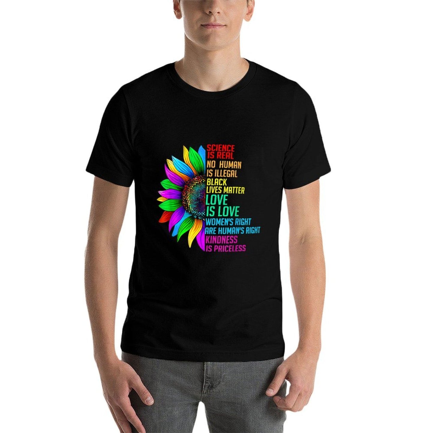 Sunflower Rainbow Science Is Real Black Lives Matter LGBT Durable T-Shirt