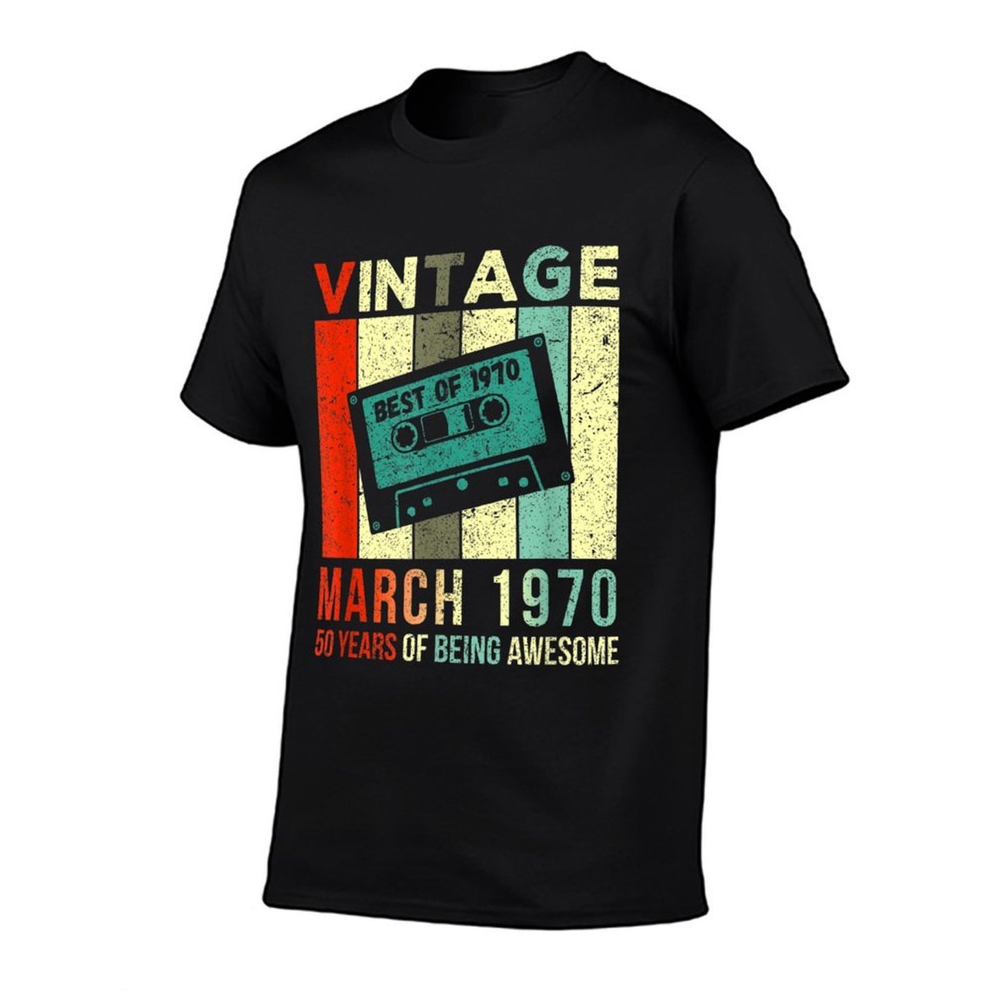 Vintage March 1970 50 Years of Being Awesome 50th Birthday Oversized Silhouette T-Shirt