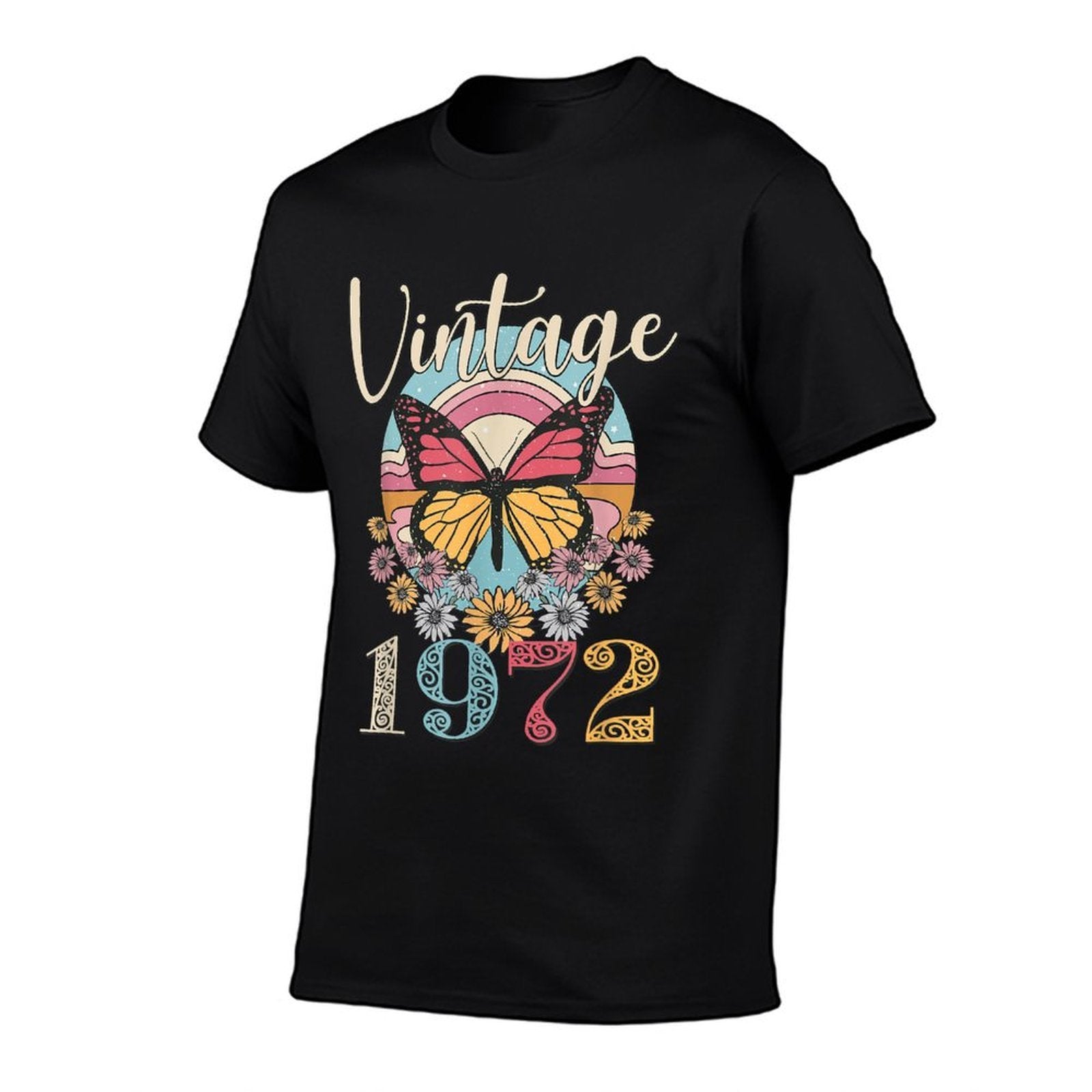 Vintage 50th 1972 Butterfly Floral Birthday Women Mom Gifts  Durable T-Shirt
