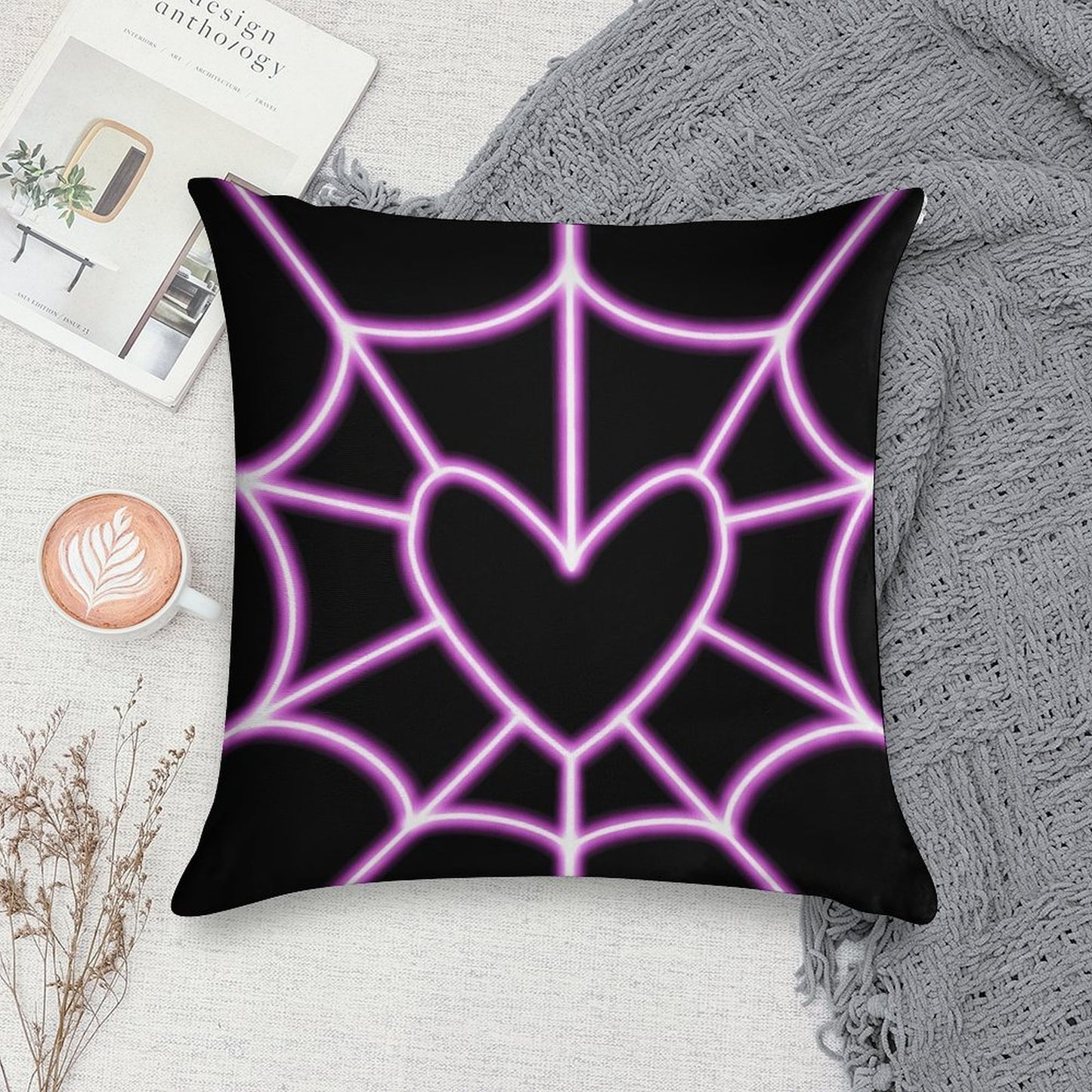 Angel Dust Heart Web Soft Warmth Comfort Throw Pillow