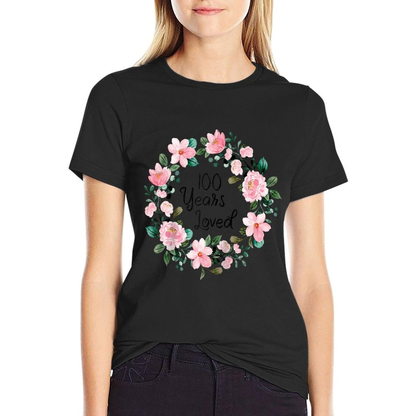 100 Years Loved Women Men 100 Years Old Funny 100th Birthday Raglan Baseball Tagless Design T-Shirt
