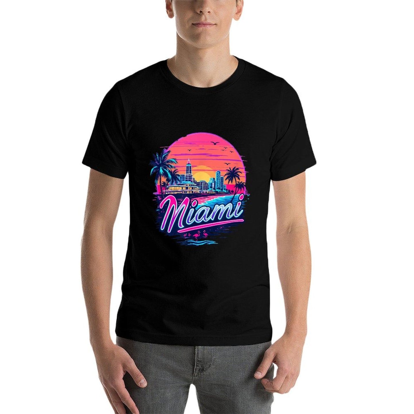 Vintage Miami Florida Cityscape Retro Miami Comfortable T-Shirt