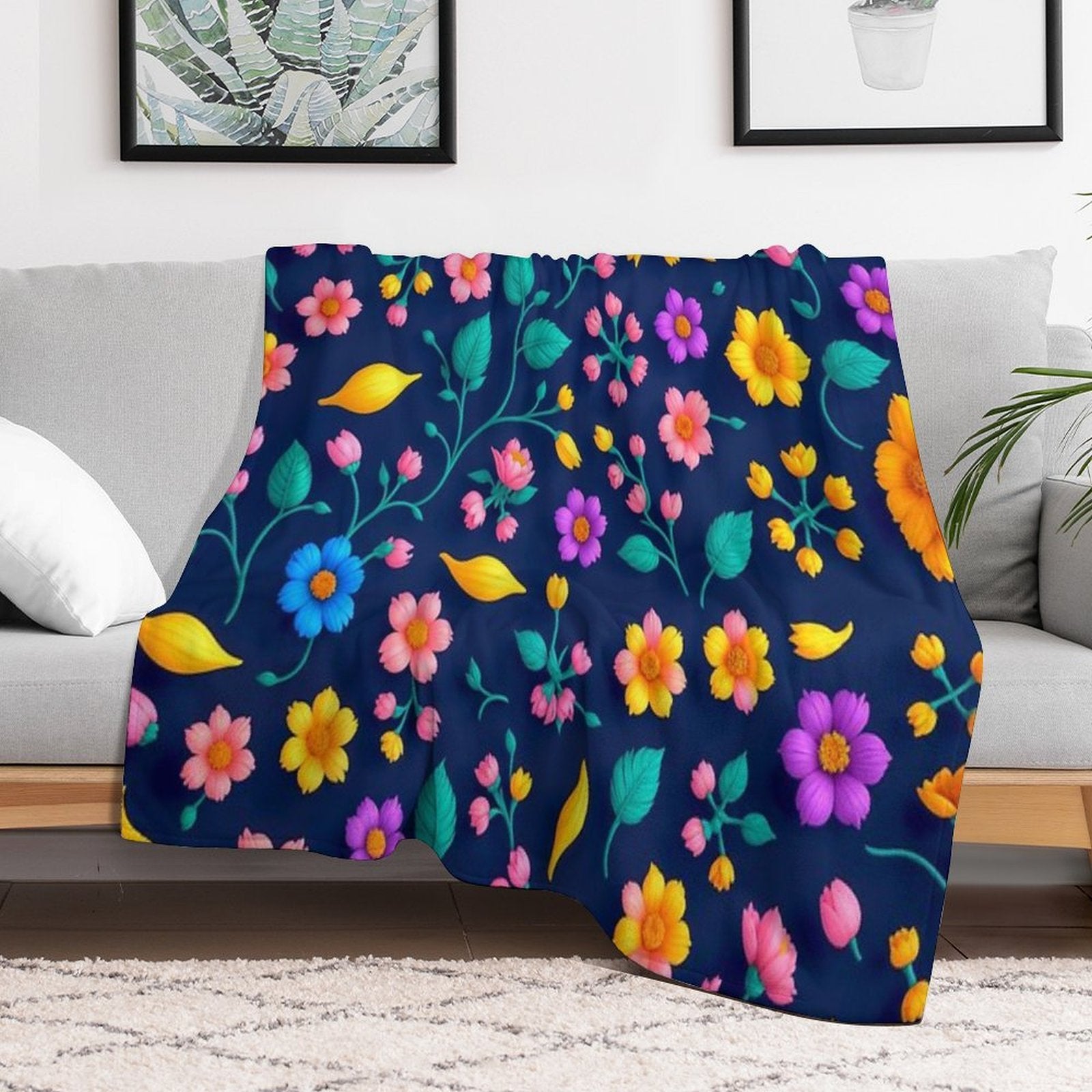 Abstract Modern Floral Pattern - Contemporary And Colorful Art Compact Throw Blanket