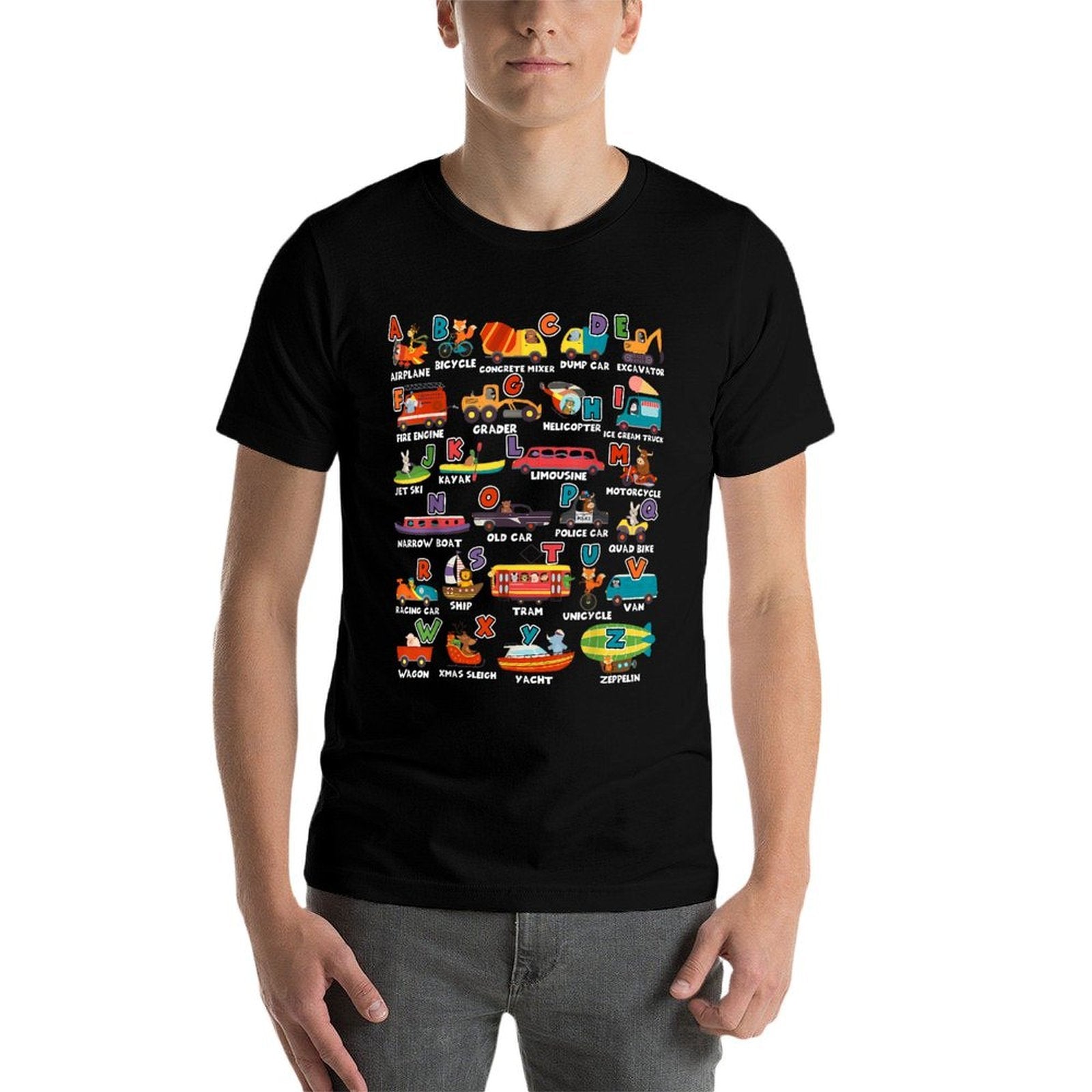 Alphabet Learning Transportation Animal Letter ABCs Teacher  Eco-friendly Material T-Shirt