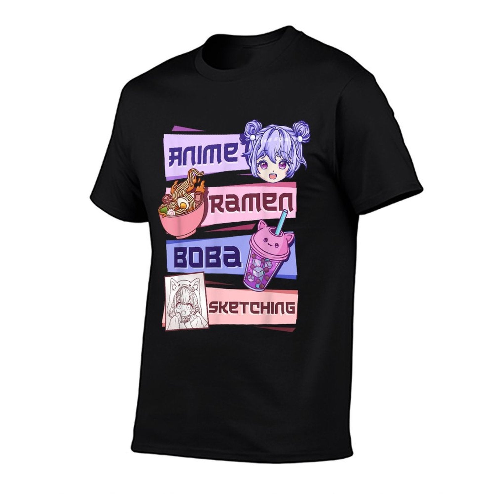 Anime Girl Ramen Boba Tea Bubble Tea Sketching  Odor-resistant T-Shirt