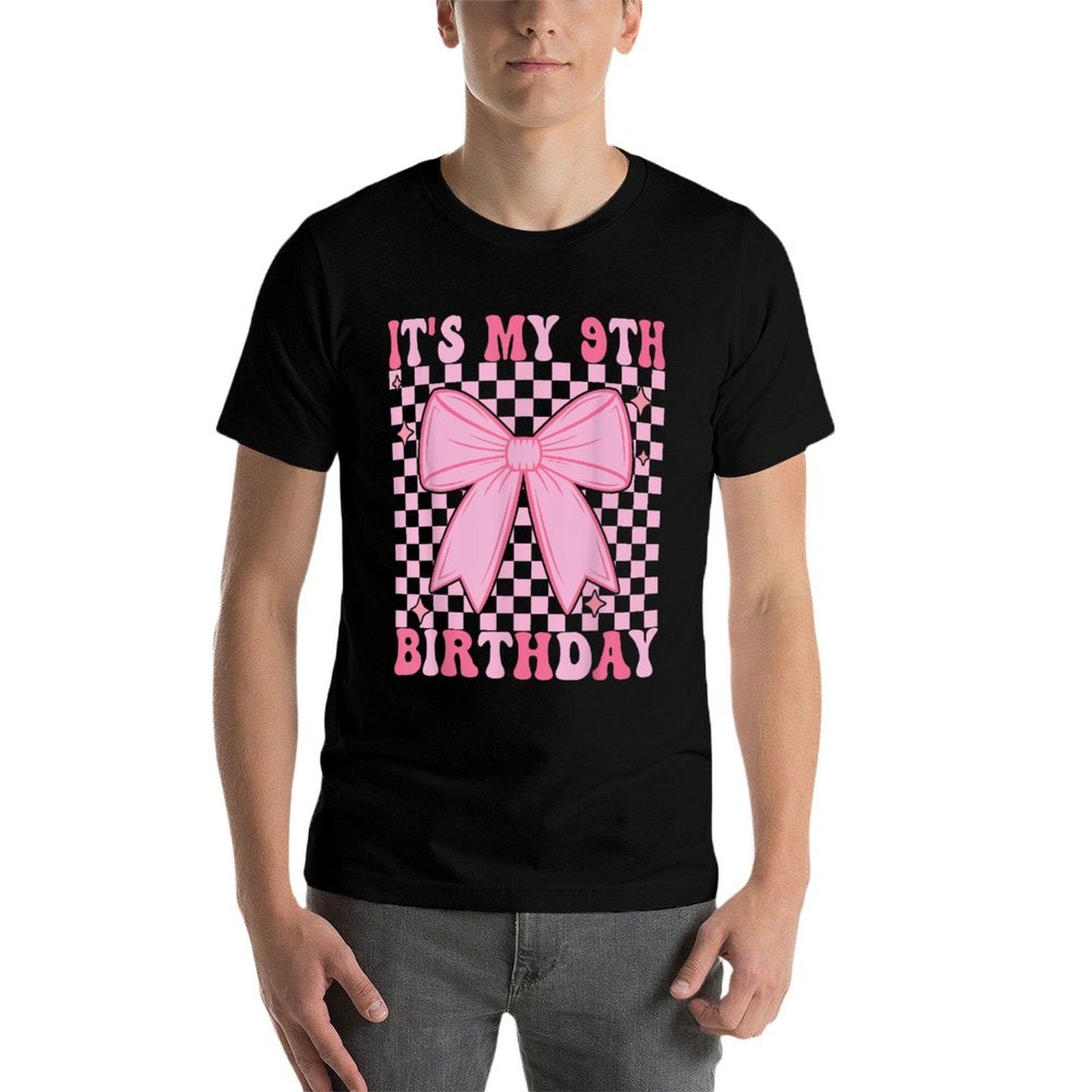 9th Coquette Themed Birthday Nine Year Old Girl Bow  Cotton T-Shirt
