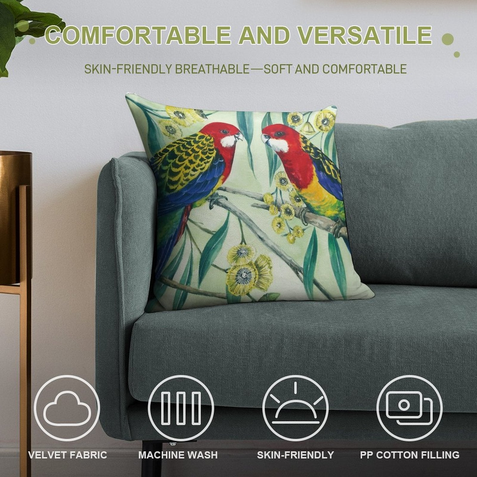 Eastern Rosella Soft Warmth Comfort Throw Pillow