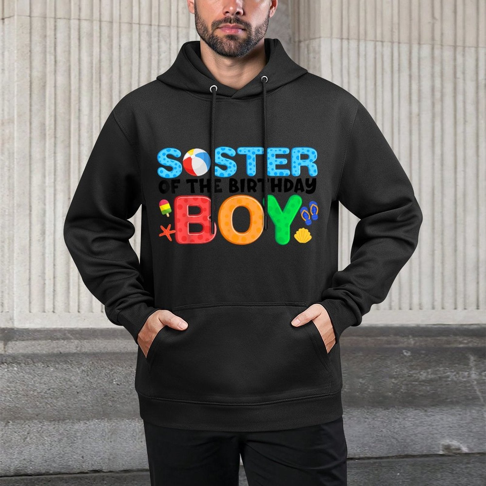 Sister Birthday Boy Beach Ball Theme Party Pool Matching Customizable Surface Hoodie