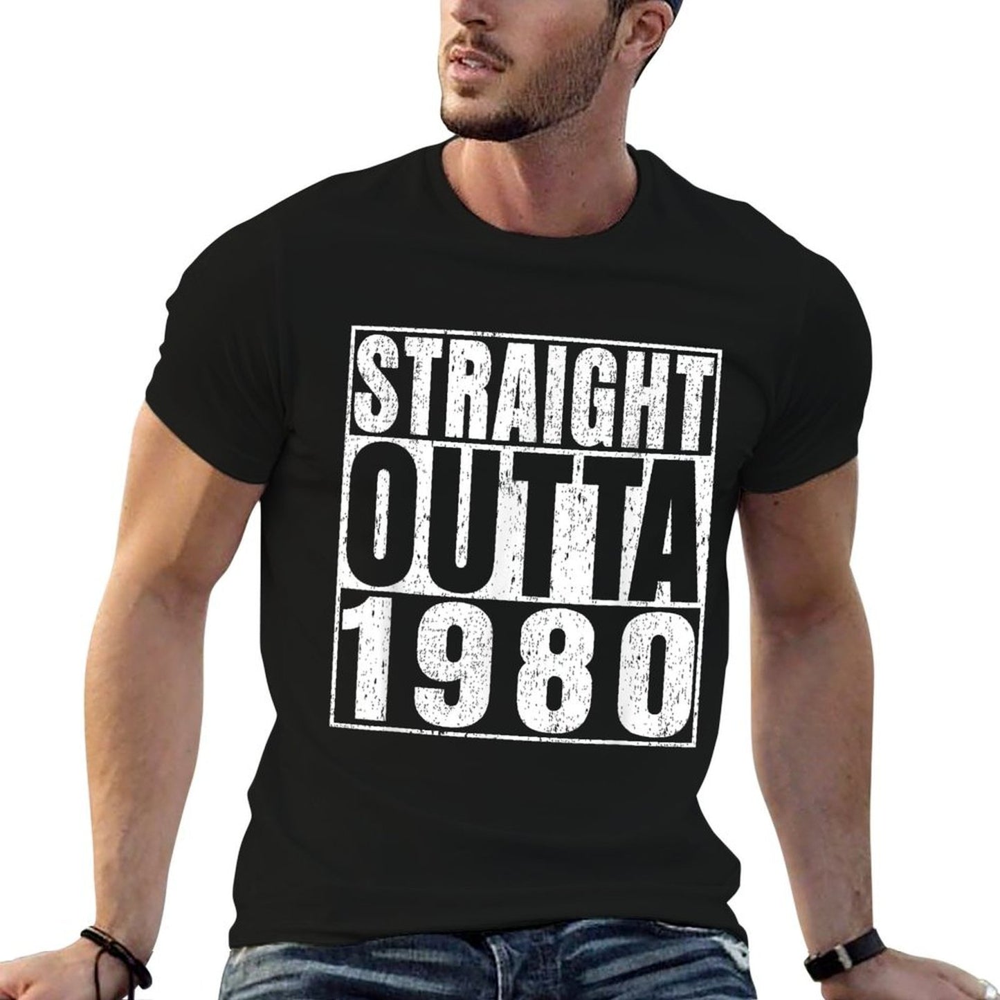 Straight Outta 1980 45 Years Old Gifts Vintage 45th Birthday Lightweight T-Shirt