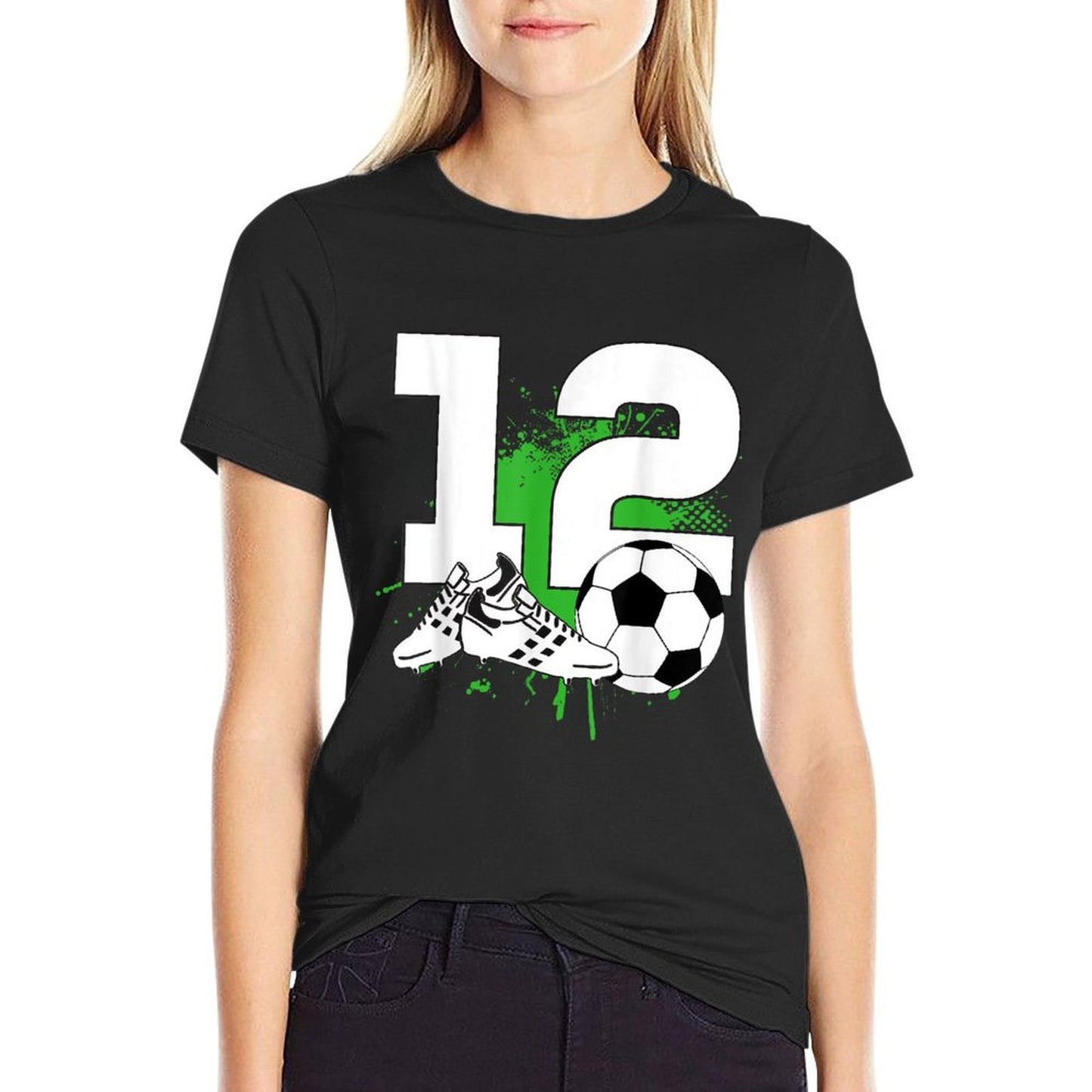 12th Birthday Boy 12 Years Footballer Football Birthday Graphic-printed T-Shirt