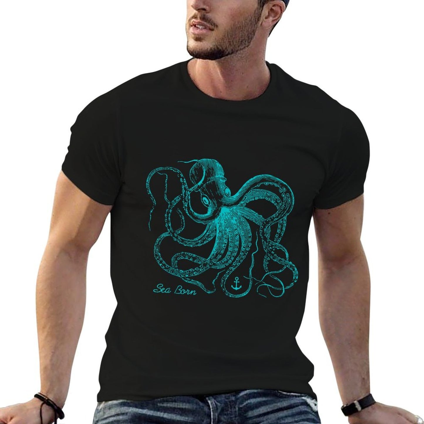 Vintage Octopus - Marine Biologist Design - Green Sea Life Comfortable T-Shirt