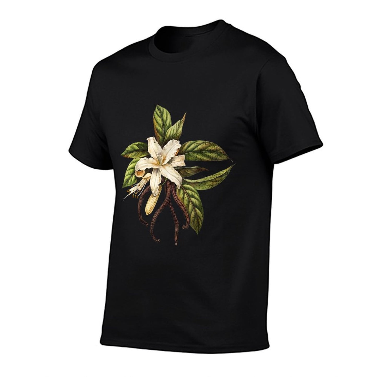 Vintage Flower Vanilla Botanical Spices Garden Nature Lover Rolled Sleeves T-Shirt