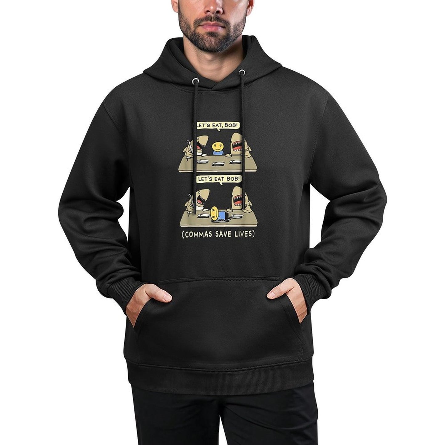 Commas Punctuation Shark Lets Eat Funny English Grammar Casual Wear Hoodie