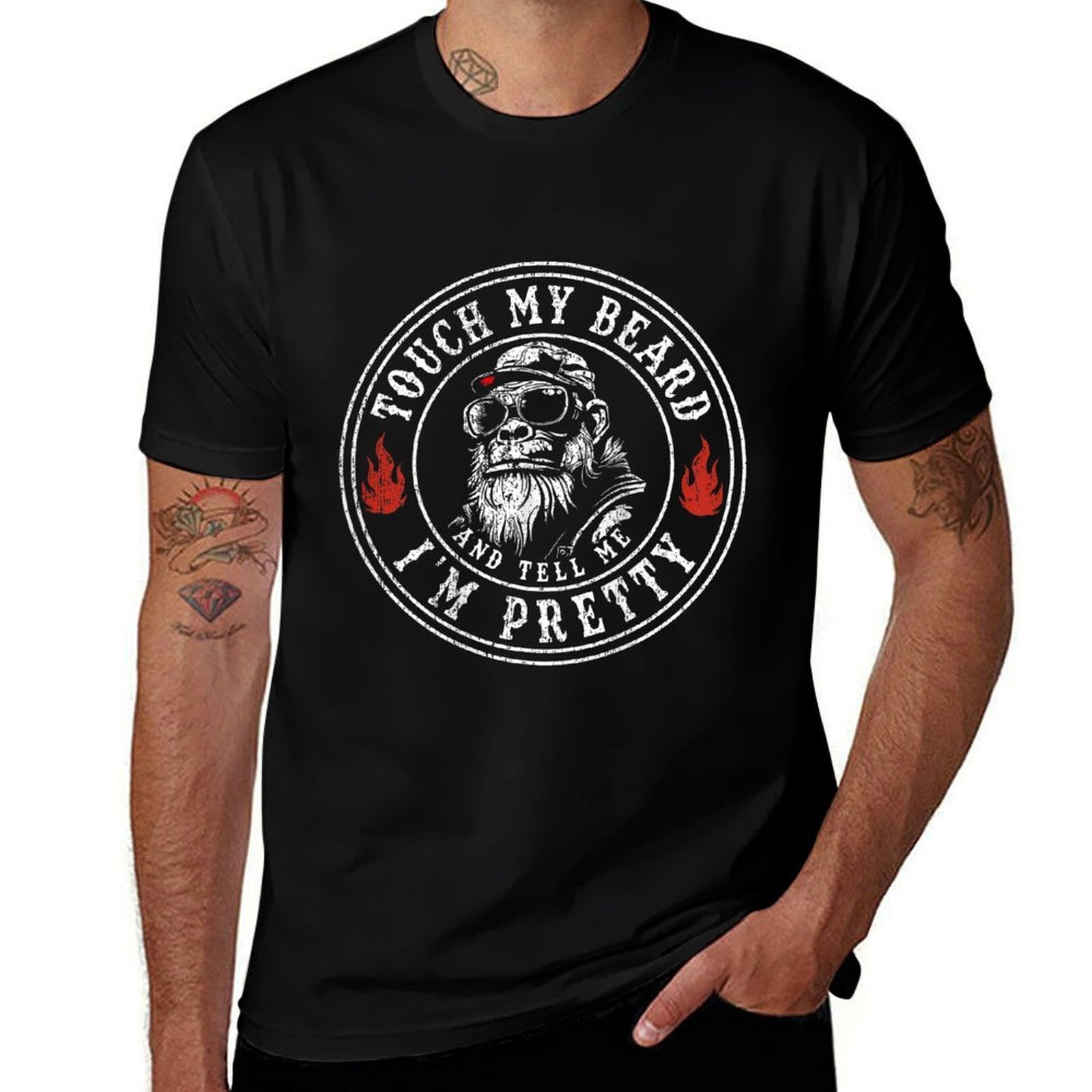 (On Back) Touch My Beard And Tell Me Im Pretty Monkey Men  Relaxed-fit T-Shirt