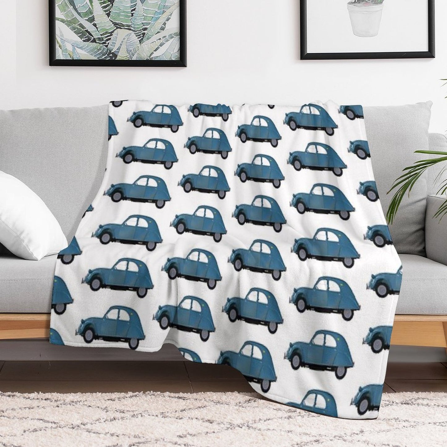 2CV Deux Chevaux Teal Version Velvety-soft Throw Blanket