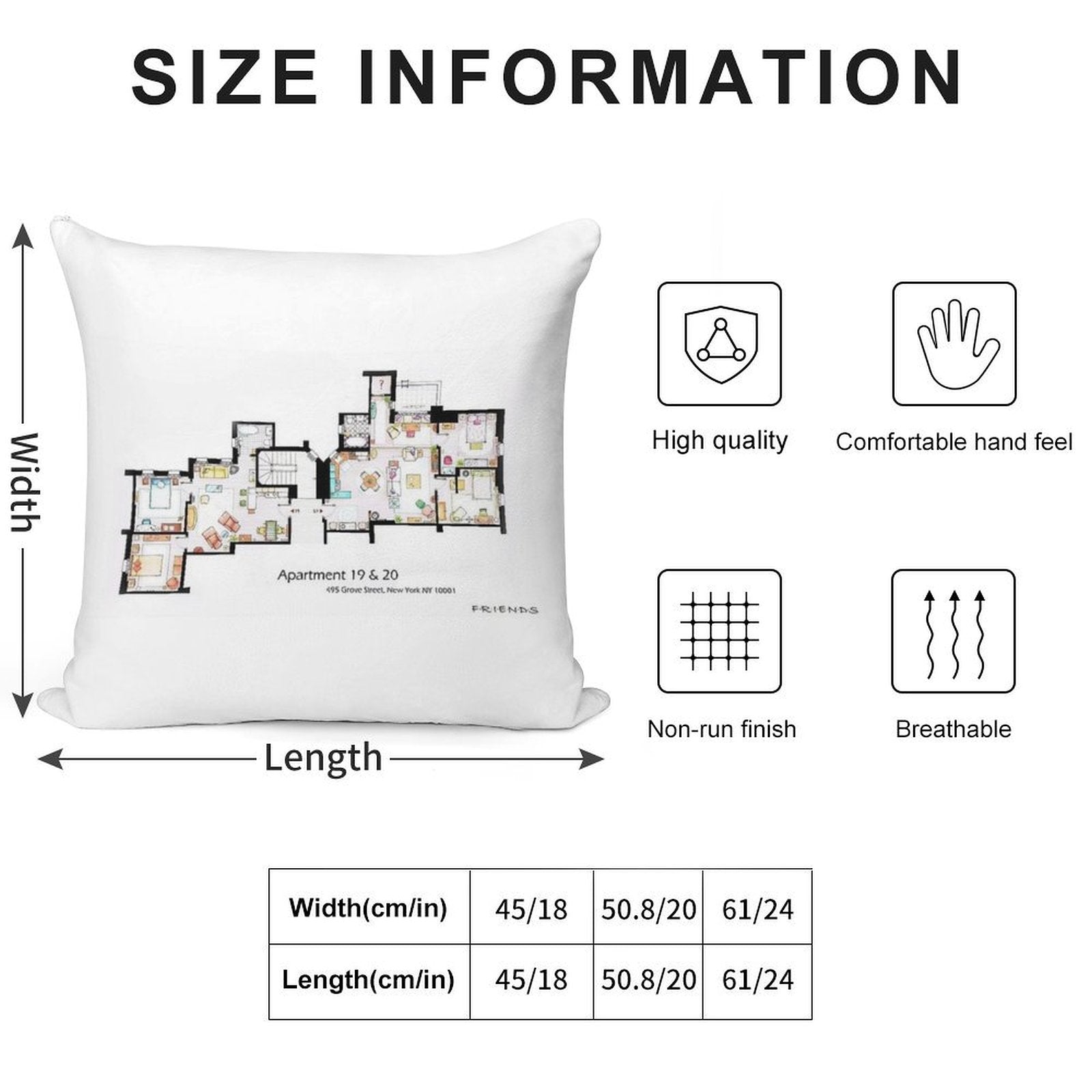 495 Grove Street, New York NY 10001 Soft Multiple Sizes Throw Pillow