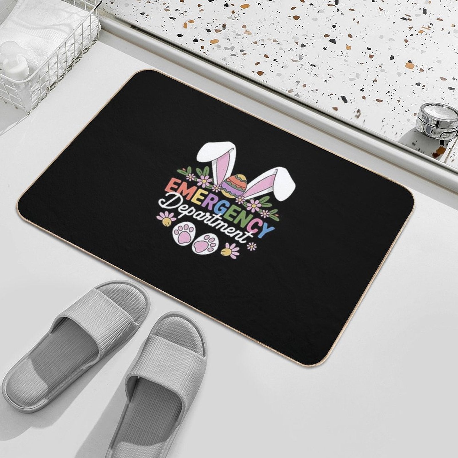 Emergency Department Easter Bunny  Stain-Proof Bath Mat