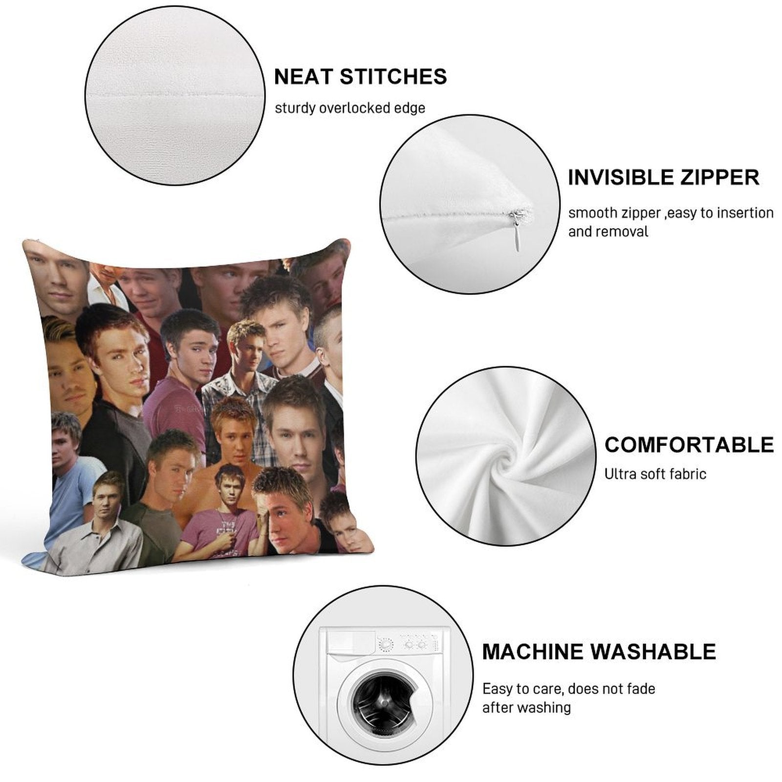 Lucas Scott Photo Collage Soft Decorative Cover Throw Pillow