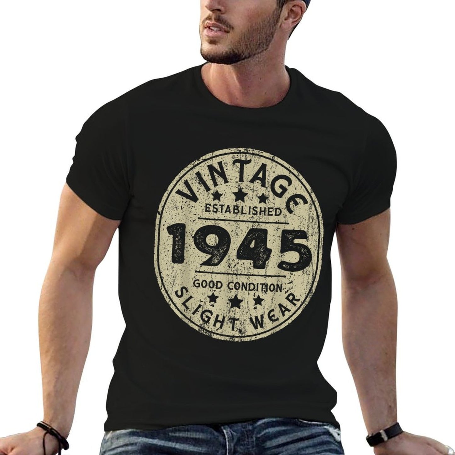 Vintage Established 1945 78th Birthday Party Retro Men  Wrinkle-resistant T-Shirt
