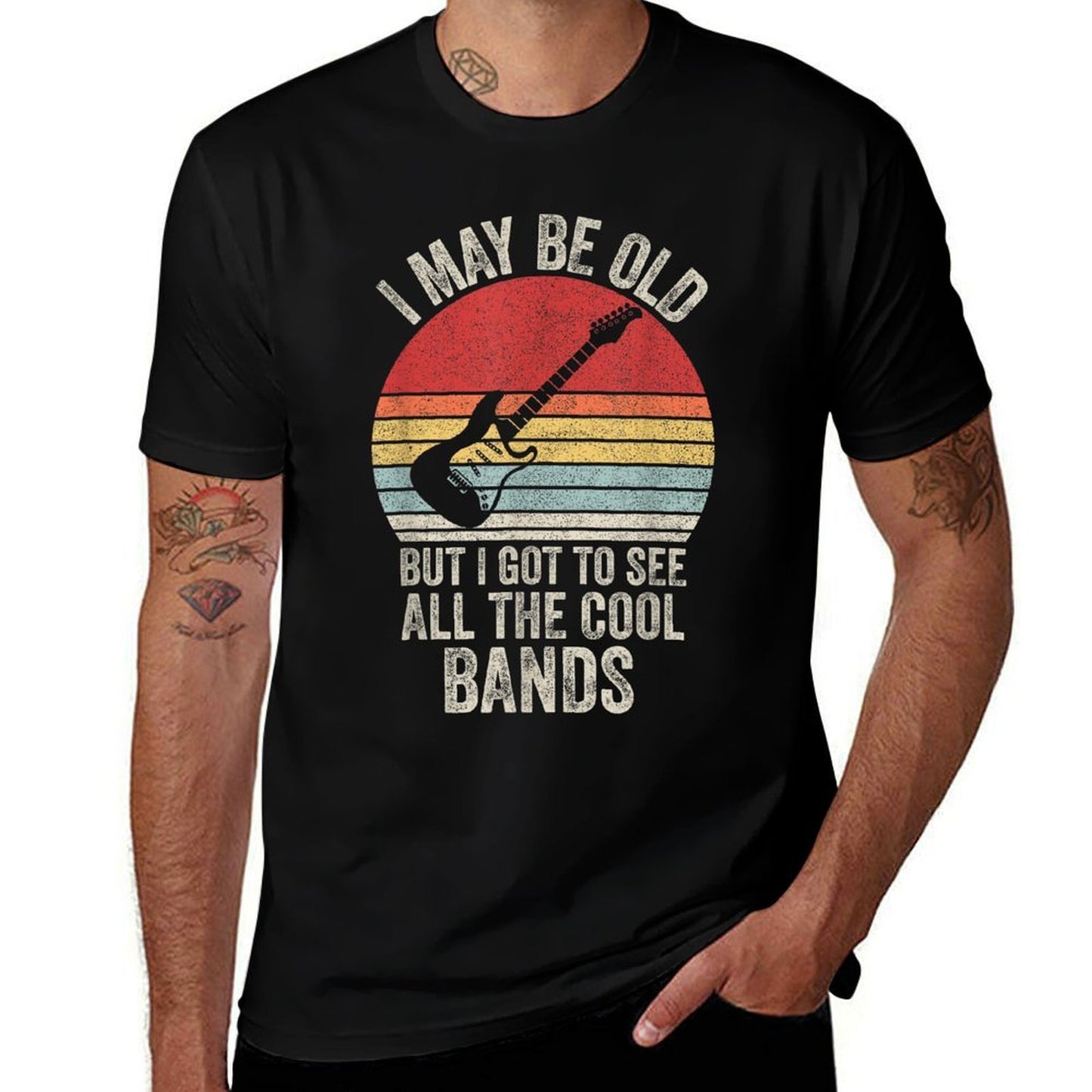 Vintage I May Be Old But I Got To See All The Cool Bands Tagless Design T-Shirt