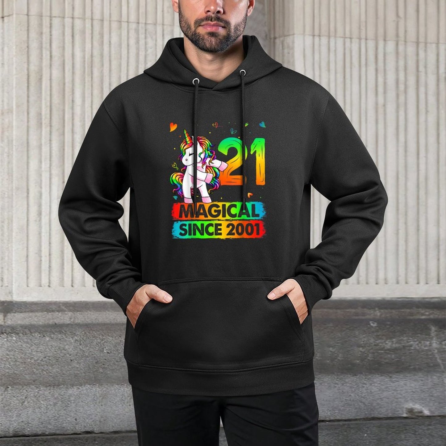 21 Year Old Unicorn Flossing 21st Birthday Unicorn Party Breathable Fabric Hoodie
