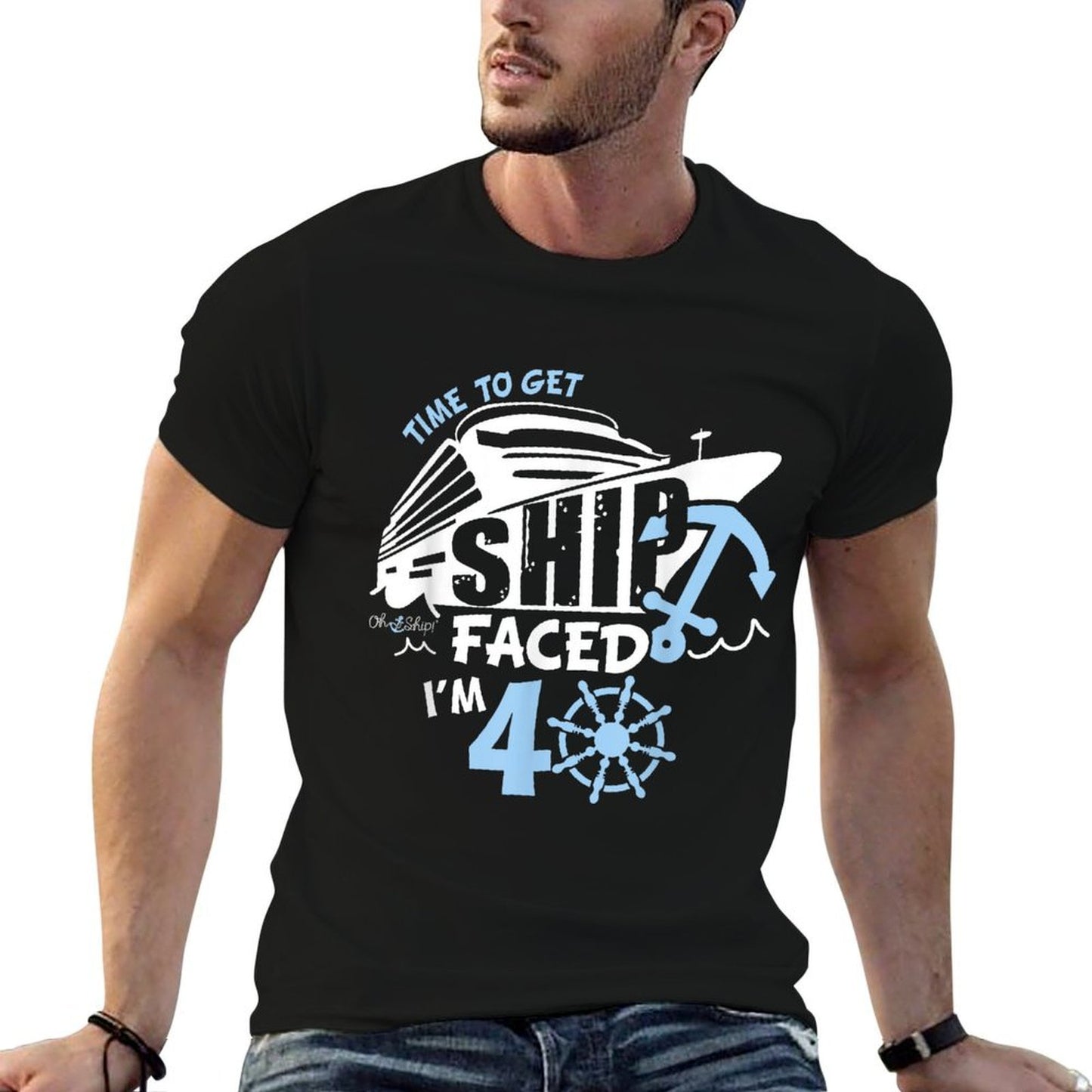 Time to Get ShipFaced I'm 40, 40th Birthday Shirt for Cruise  Wrinkle-resistant T-Shirt
