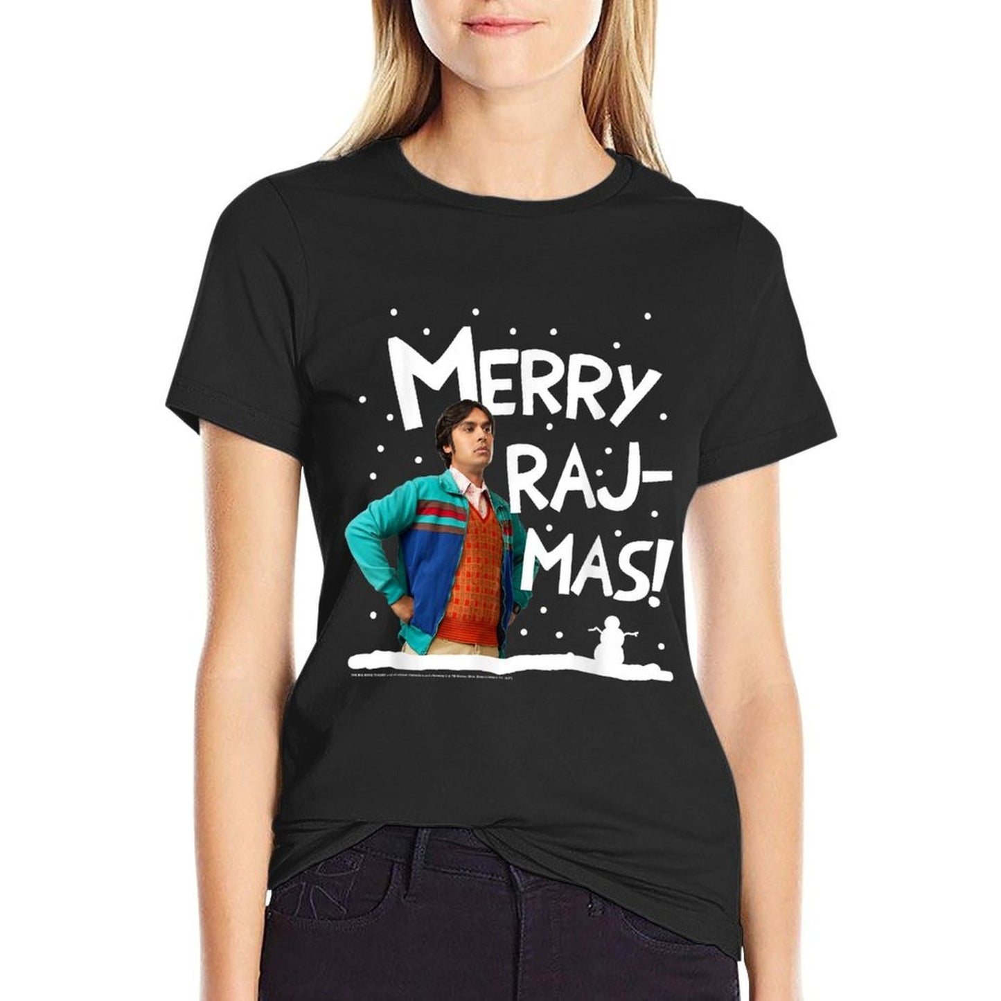 The Big Bang Theory Merry Rajmas Christmas TV Show Rolled Sleeves T-Shirt