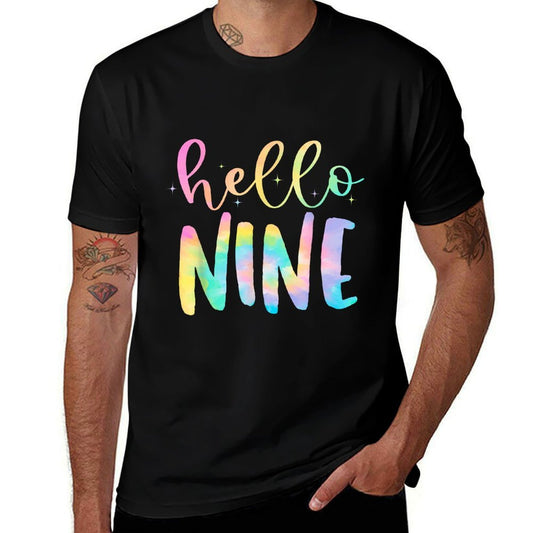 Tie Dye Hello Nine 9 Year Old 9th Birthday Girl Age 9 BDay  Breathable T-Shirt