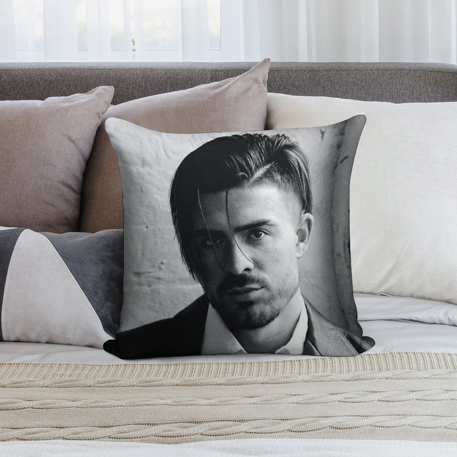 Jack Grealish Black And White Soft Easy Maintenance Throw Pillow
