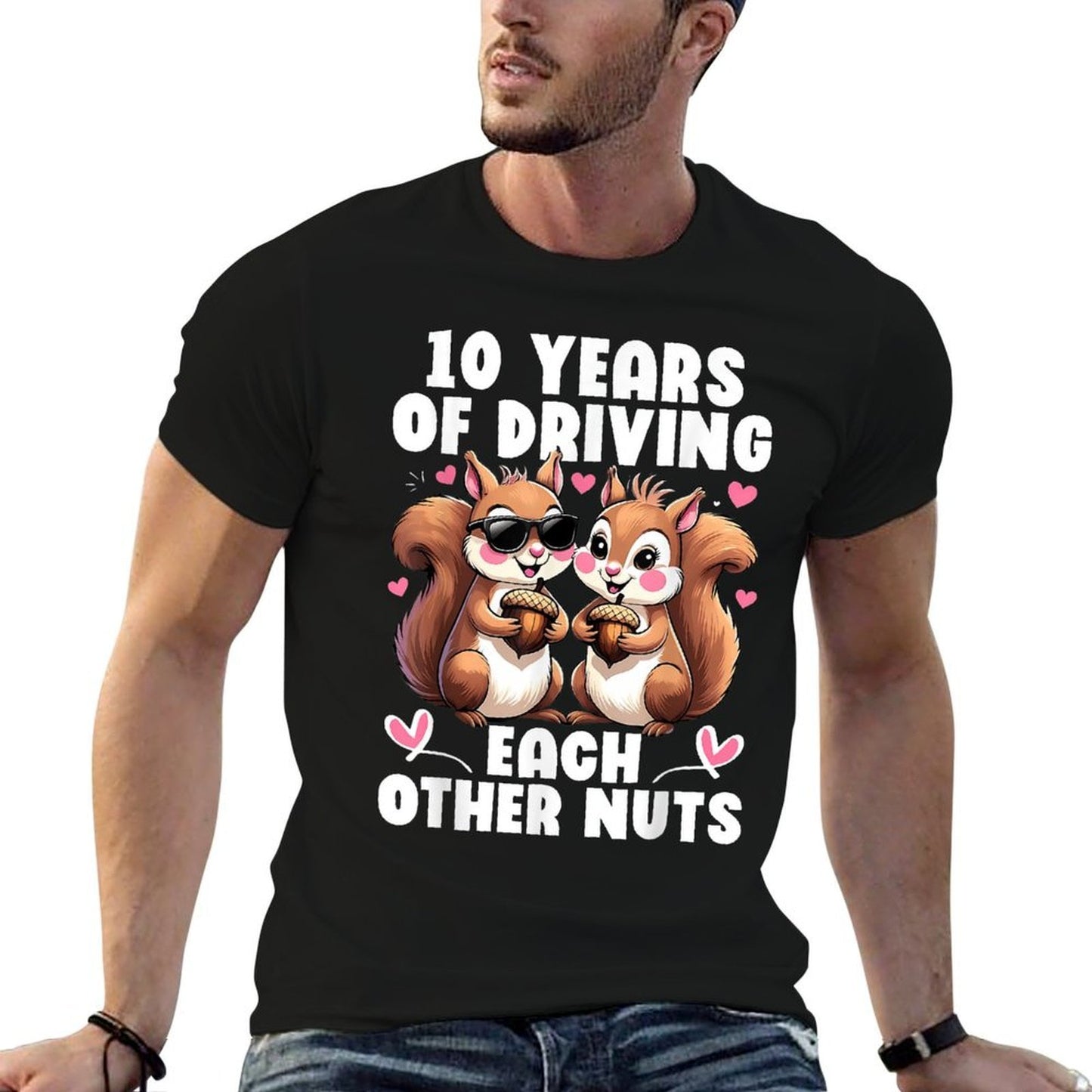 10 Years Driving Each Other Nuts Squirrel Couple Anniversary Moisture-wicking T-Shirt