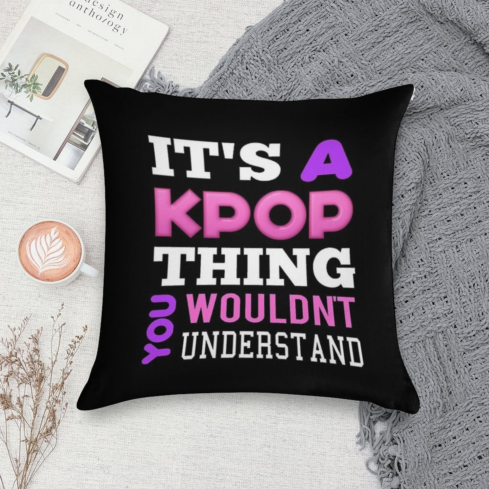 A KPOP THING - BLACK Soft Skin-Friendly Throw Pillow