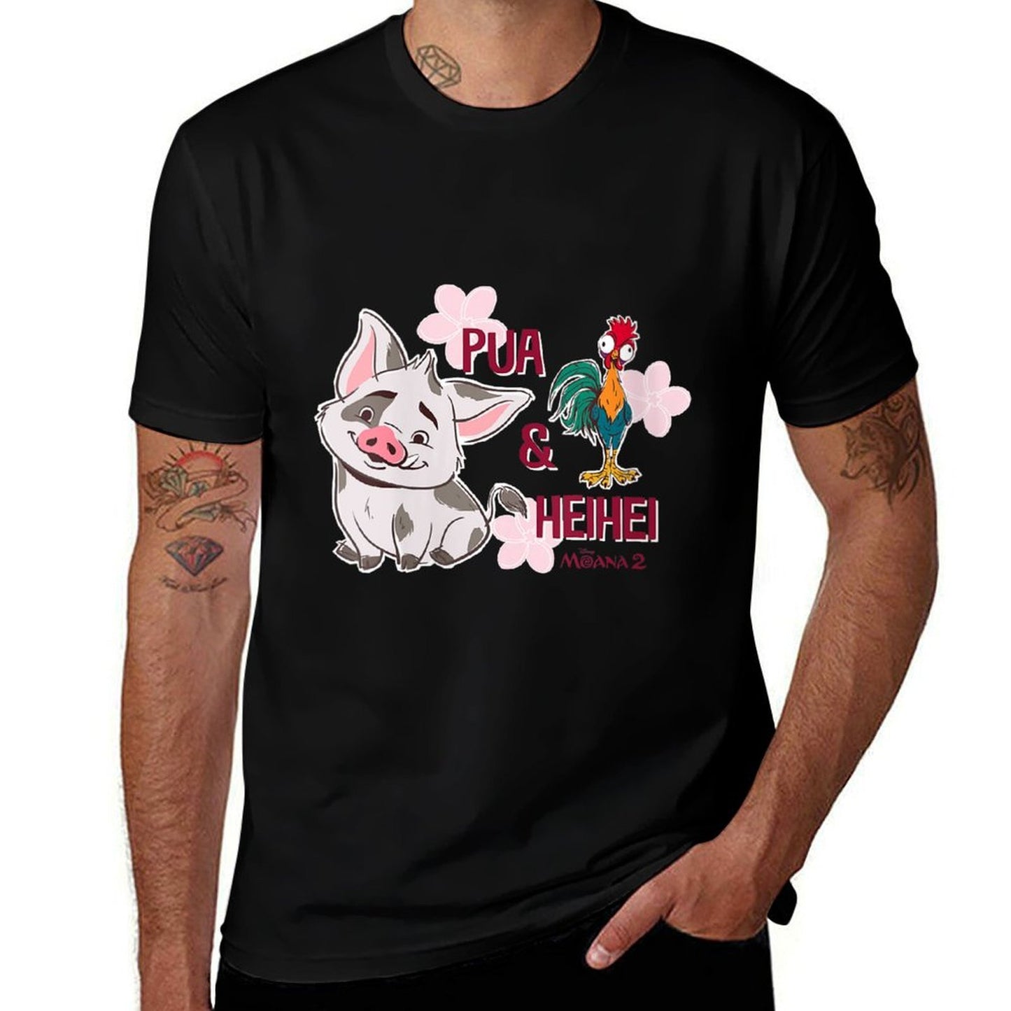 Womens Disney Moana 2 Pua & Hei Hei Tropical Duo Relaxed-fit T-Shirt