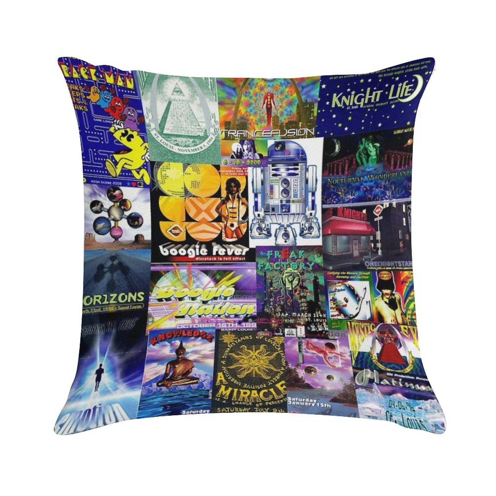90's Rave Flyers Soft Multiple Sizes Throw Pillow