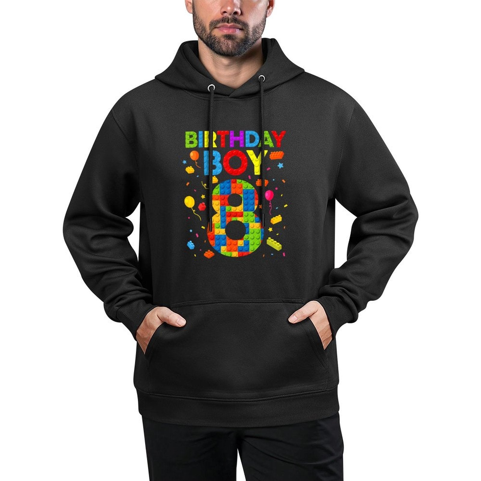 8 Birthday Boy 8 Year Old Building Blocks Easy Care Hoodie