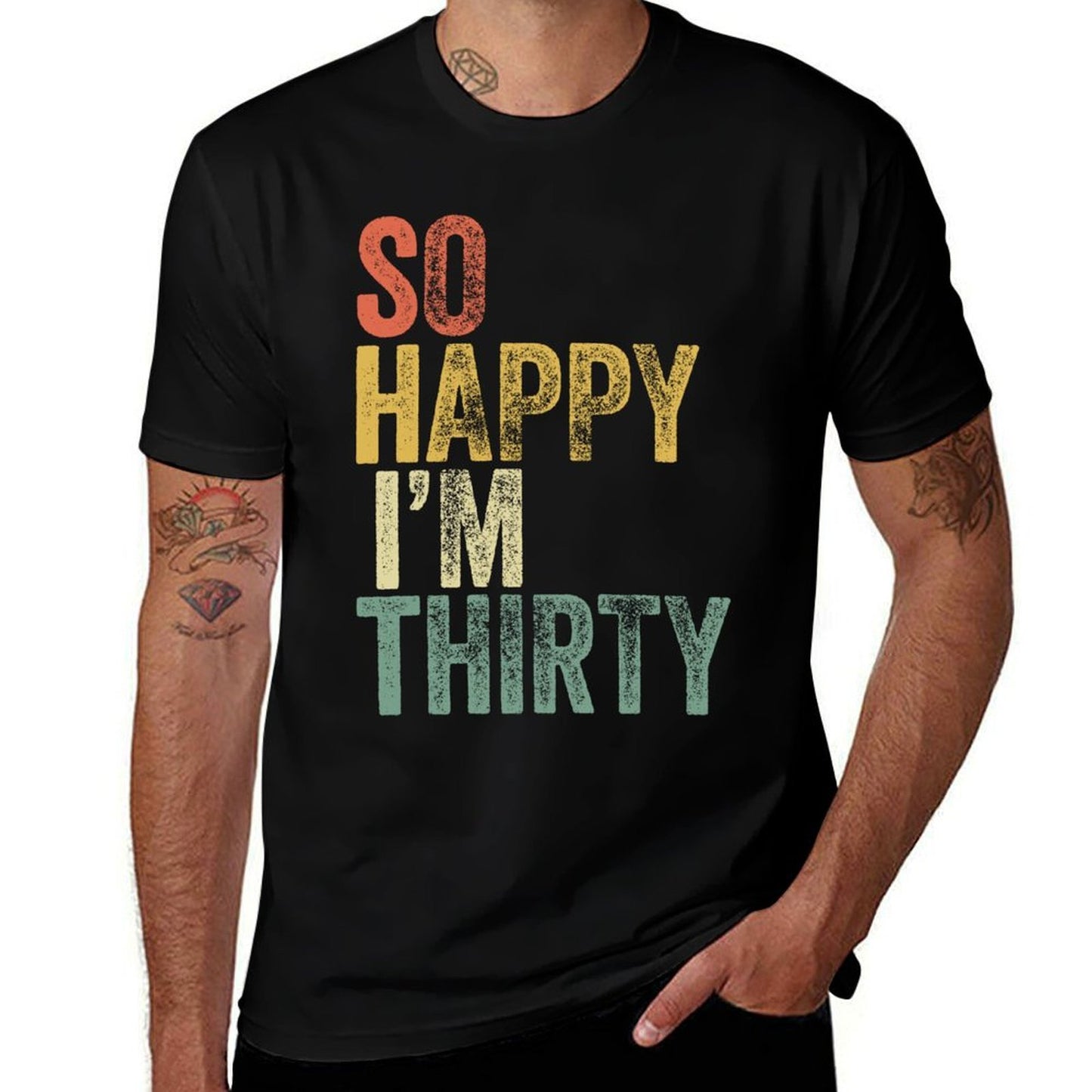 So Happy I'm Thirty Funny 30th Birthday Sweatshirt  Trendy Pattern T-Shirt